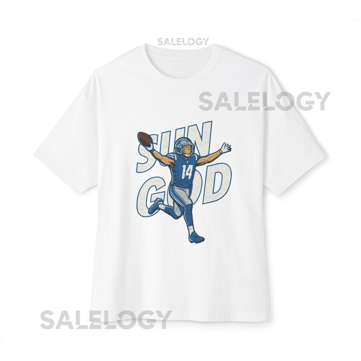 Retro Detroit Lions Amon Ra St Brown Sun God Oversized Tee Shirt Unisex Tshirt for Detroit Fans Boxy Tee Detroit Lions Apparel_636