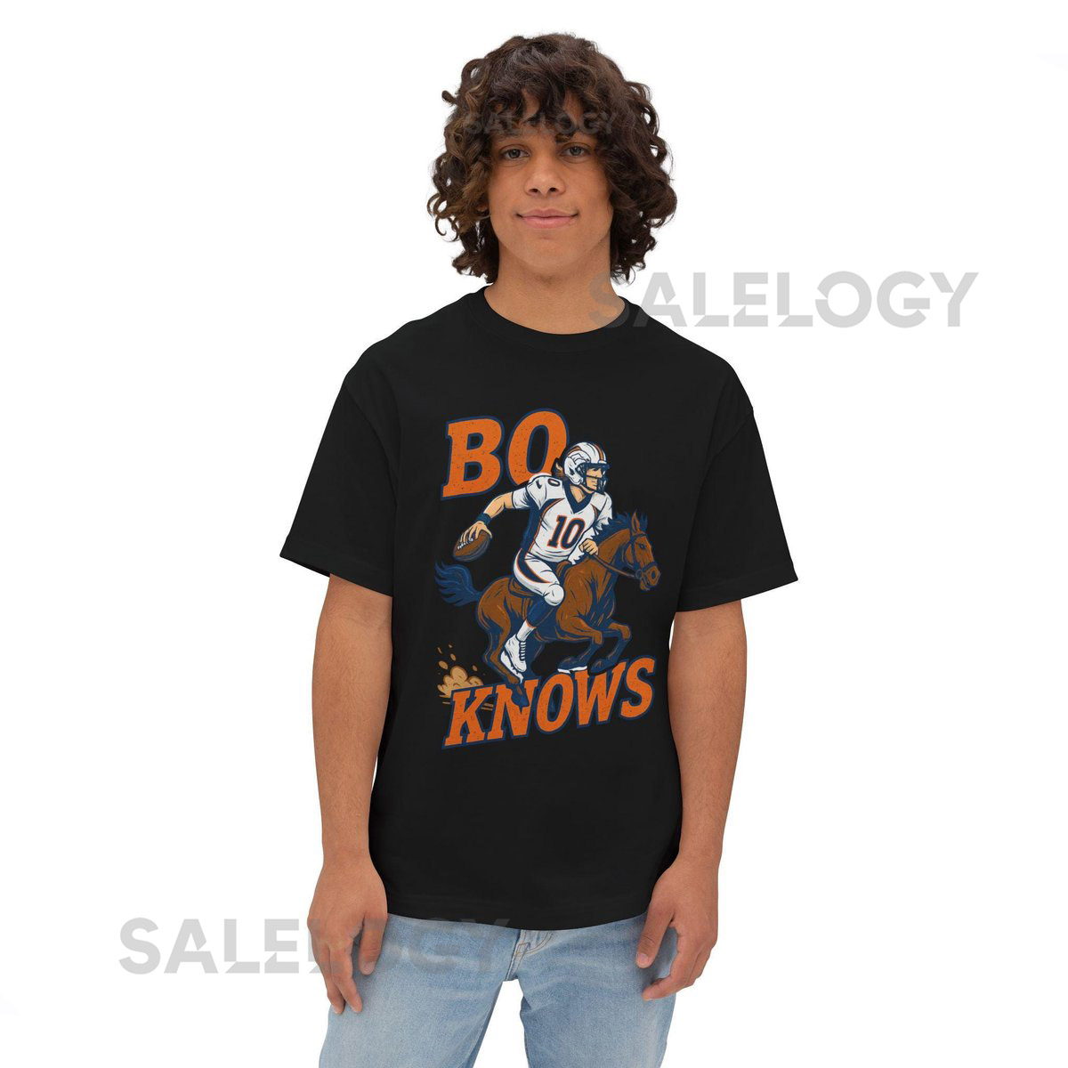 Bo Nix Bronco Riding Unisex Tee Vintage Denver Broncos Shirt Oversized Box Tee Gift for Broncos Fans Bo Nix Tee Shirt_20
