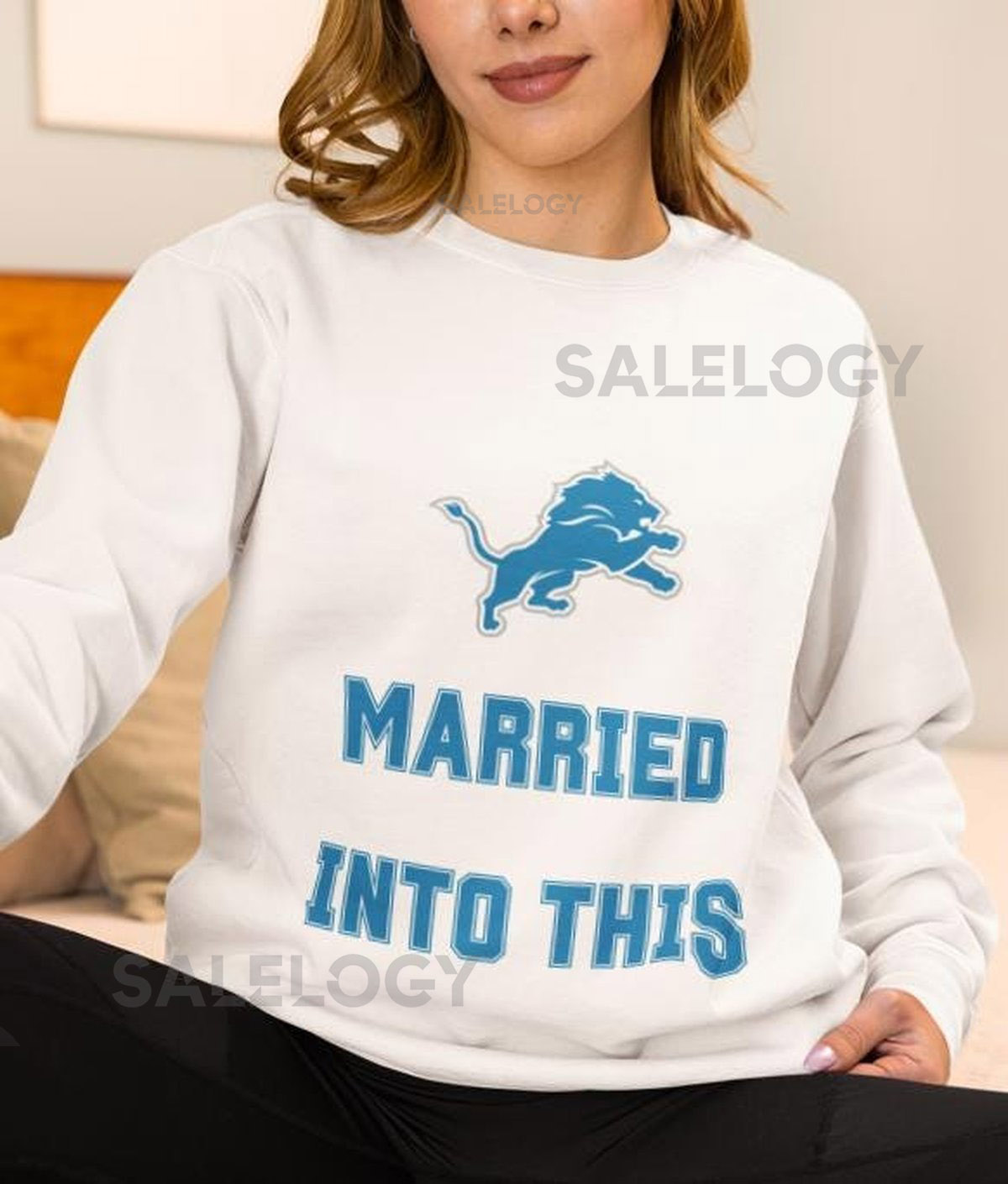 Detroit Lions 'Married Into This' Crewneck Sweatshirt NFL Fan Apparel_194