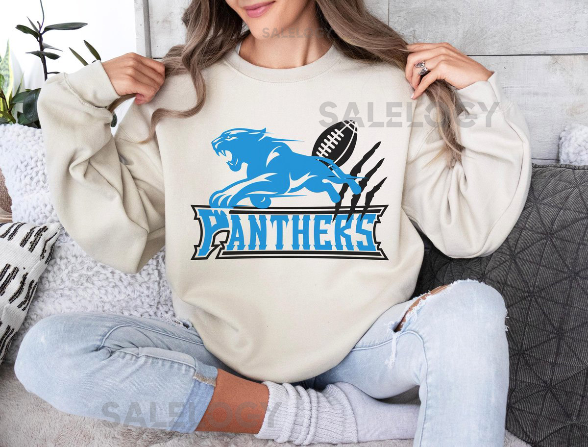 Panthers Football Shirt Carolina Game Day Fan T-Shirt Blue Mascot Sweatshirt_816