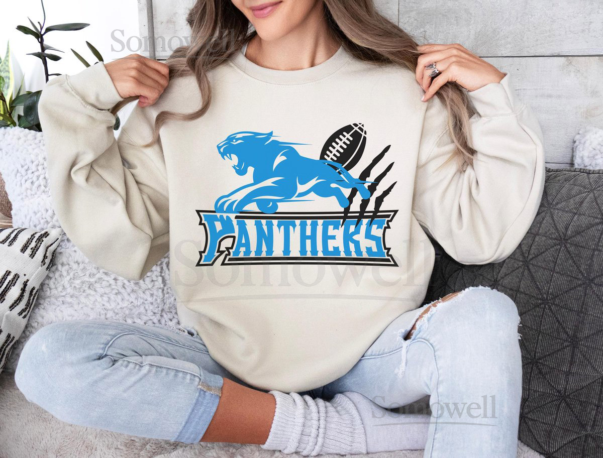 Panthers Football Shirt Carolina Game Day Fan T-Shirt Blue Mascot Sweatshirt_816