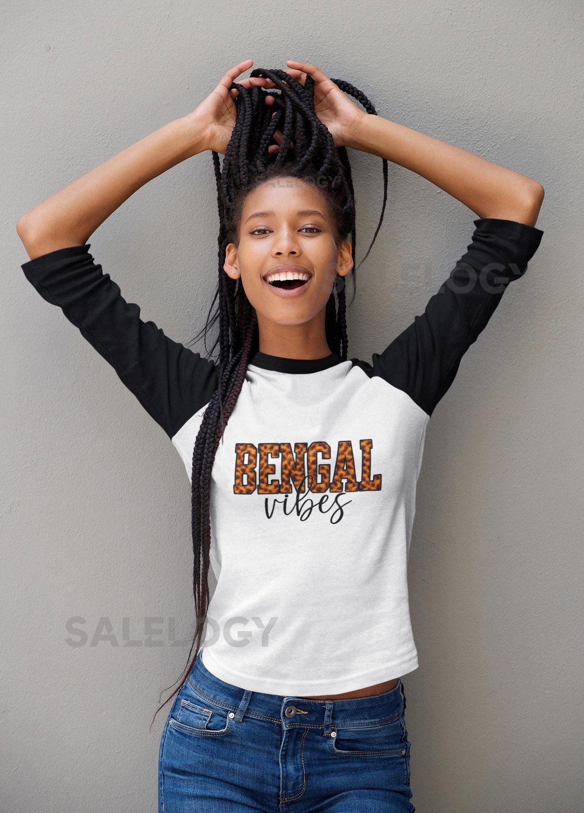 Bengal Vibes Three Quarter Length Sport Raglan Tee Cincinnati Bengals Ohio Football Fan Gift Tailgate and Gameday Shirt_198