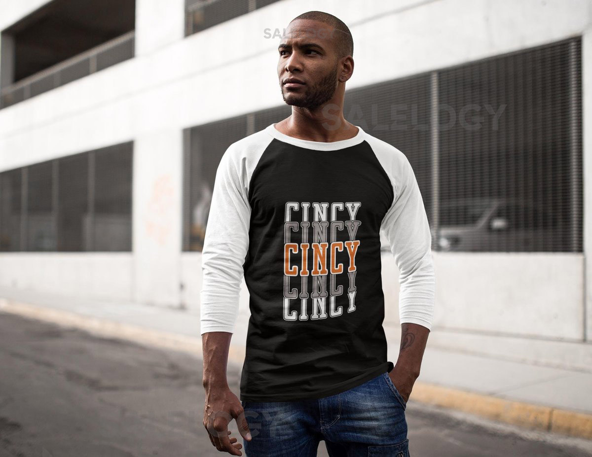 Cincinnati quotCincyquot Inspired Three Quarter Length Sport Tee Bengals Fans Ohio Football Gift Tailgate Gameday Shirt_560