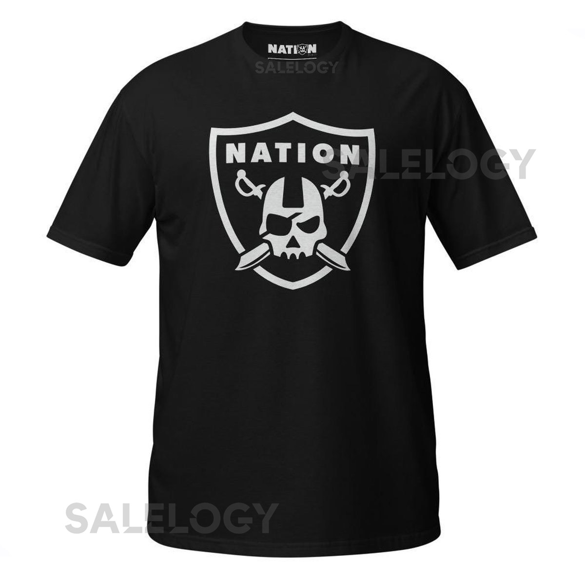 Nation Shield Logo White T-Shirt - Sizes Small thru 3XL Unisex_630