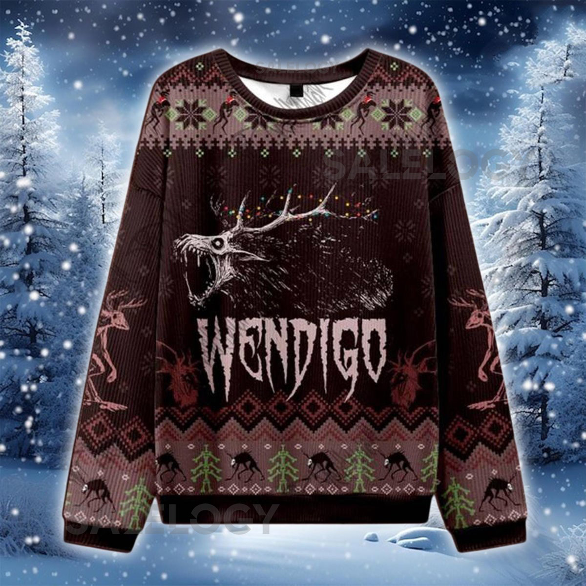 Wendigo Ugly Christmas Sweater Creepy Mythical Monster Xmas Jumper Horror Holiday Sweatshirt  for Him Her