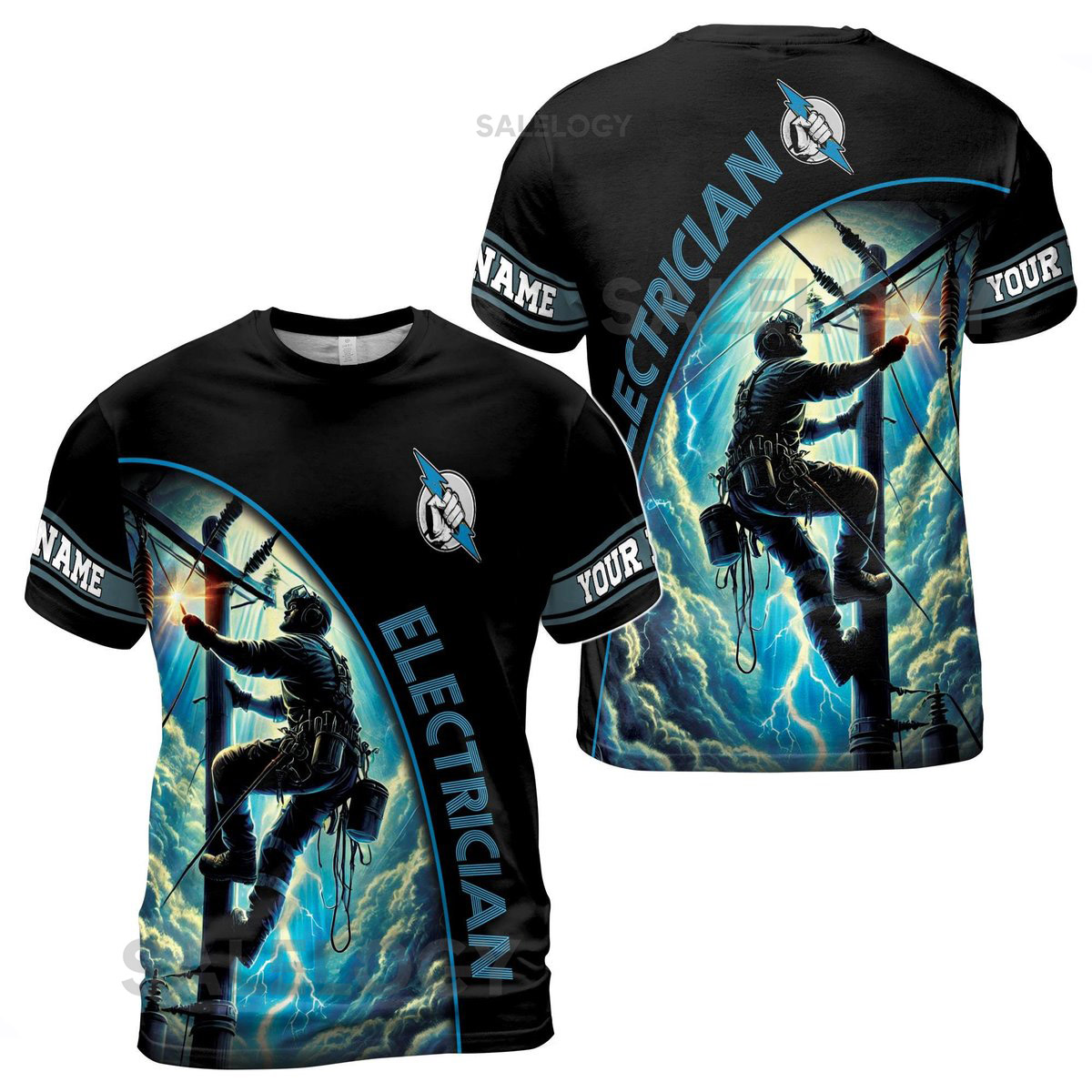 Electrician Climbing Pole 3D T-Shirt Skilled Labor Industrial Art S-5XL_205