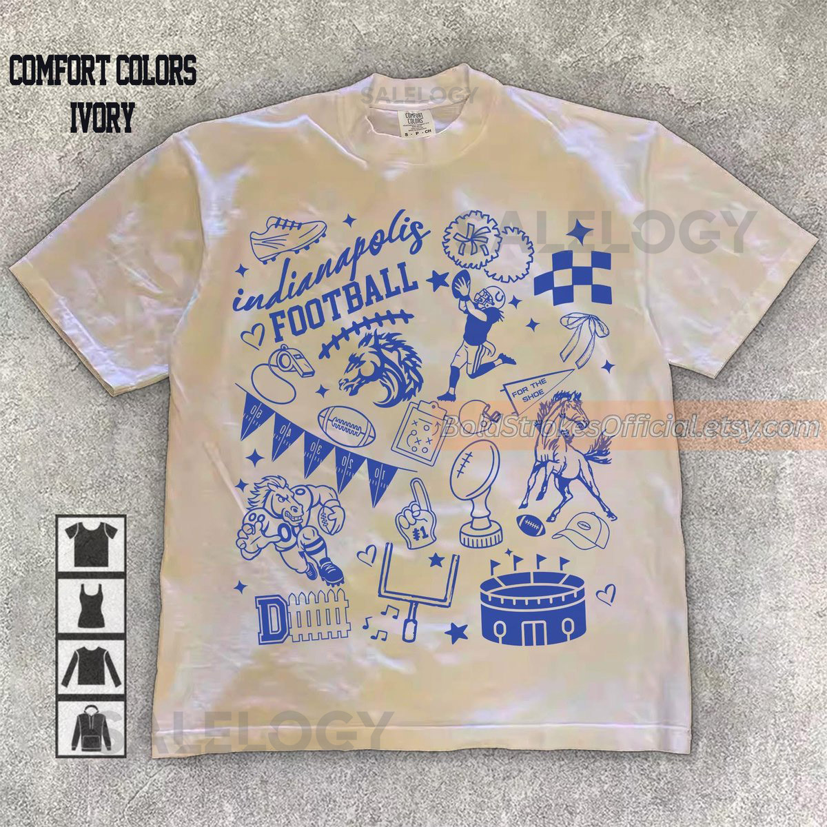 Comfort Colors Indianapolis Football Shirt Sweatshirt Hoodie Indianapolis Football Tshirt Football Fan Shirt Gameday_63