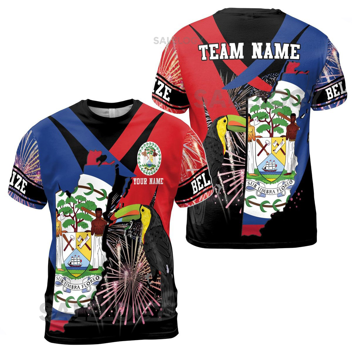 Custom Belize Flag T-Shirt Sublimated Patriotic Pride_8
