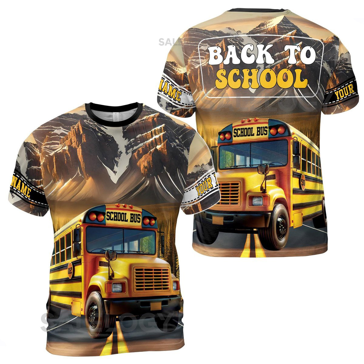 Customize Name Back to School Road Trip With The Bus Colorful 3D T-Shirt S-5XL_116
