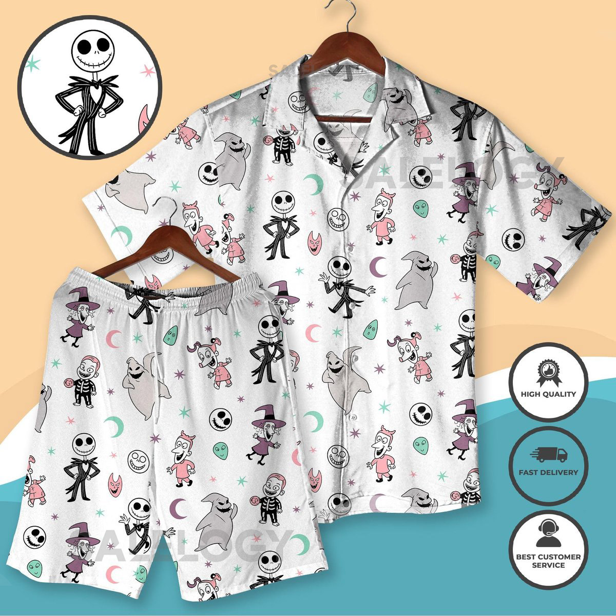 Spooky Season Skeleton Hawaiian Shirt Nightmare Cartoon Print Aloha Shirt Unisex Halloween Costume Horror Vacation Xmas Gift Matching Outfit_246