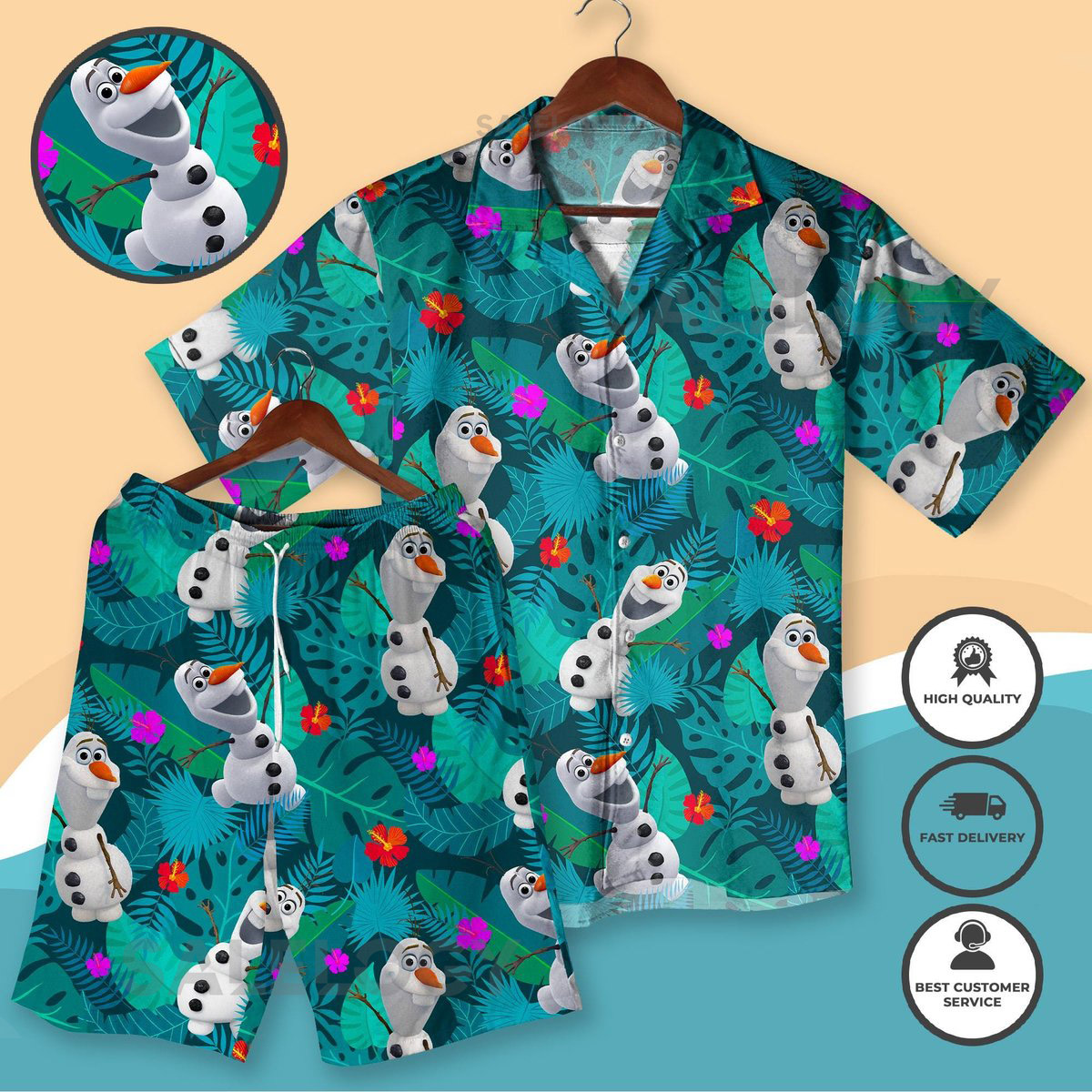 Tropical Snowman Hawaiian Shirt Funny Christmas Aloha Outfit Cute Cartoon Beach Holiday Matching Set Xmas Vacation Shirt for Men Women_286