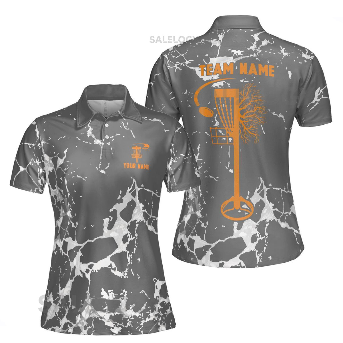 Custom Team Disc Golf Women39s Polo Gray Wet Paint Splashes_239