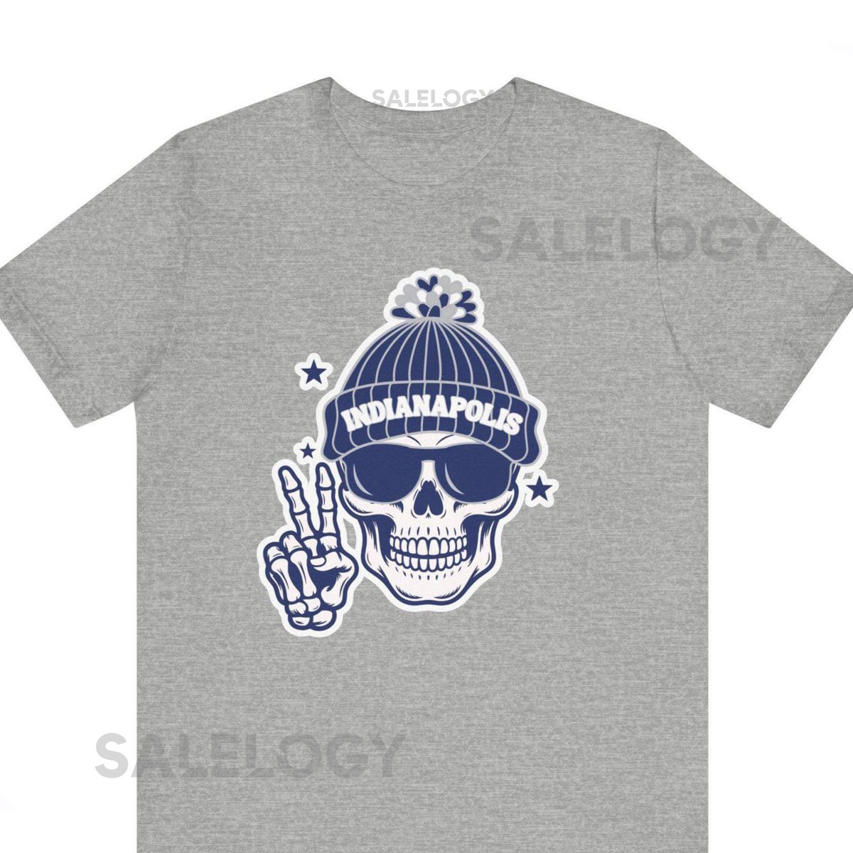 Indianapolis Football Fan T-Shirt Skeleton With Beanie Hat Graph_500