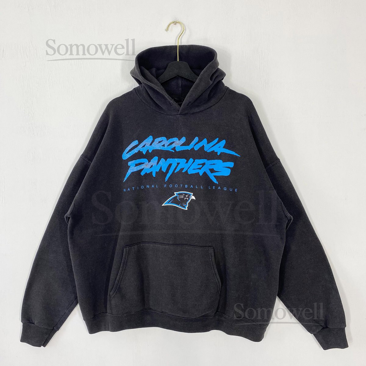 Vintage Carolina Panthers Hoodie Sweatshirt Pullover Sportswear NFL Carolina Panthers Print Logo Black XXLarge_26