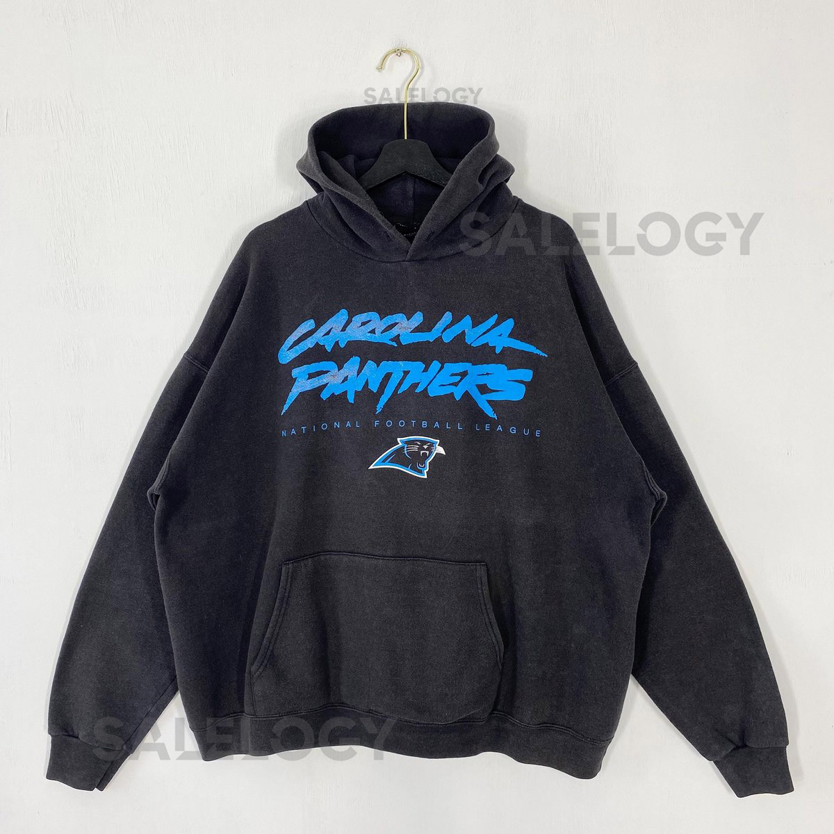 Vintage Carolina Panthers Hoodie Sweatshirt Pullover Sportswear NFL Carolina Panthers Print Logo Black XXLarge_1039