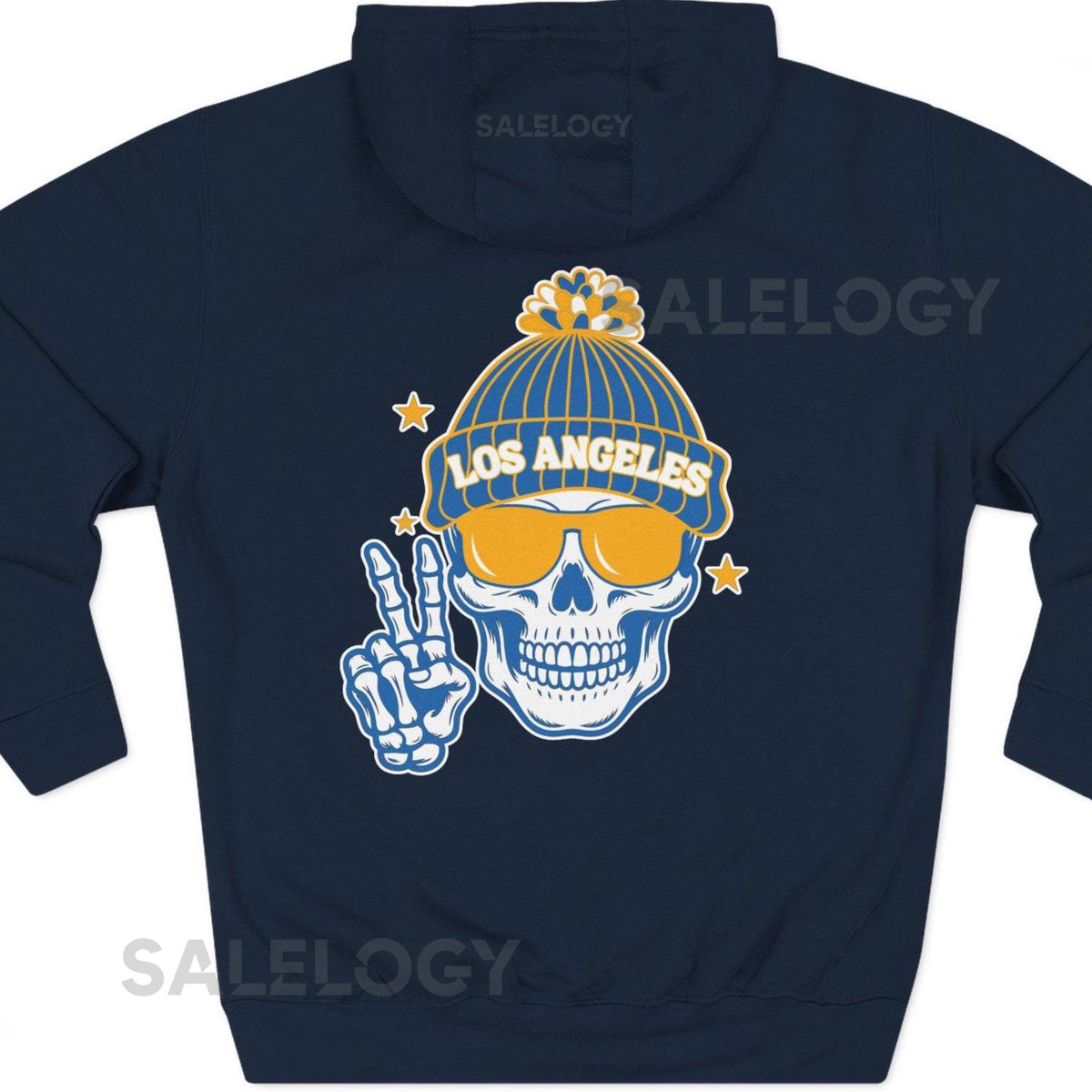 Los Angeles Hoodie Trendy Football Fan Gift Skeleton With Beanie Hat Graphic Hoodie_571