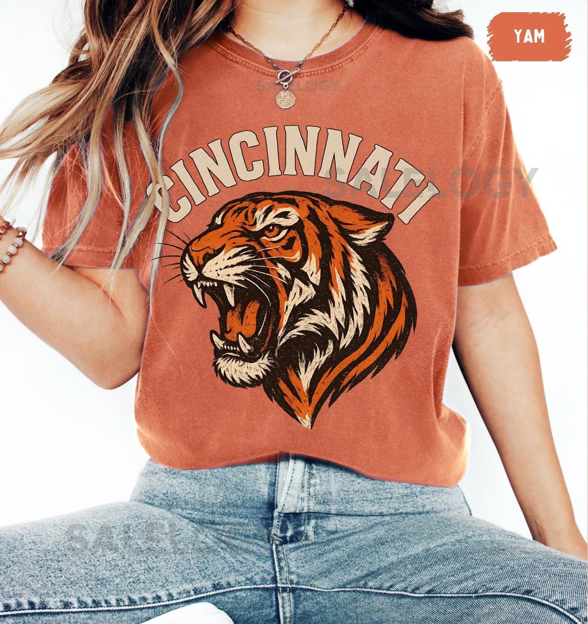Retro Cincinnati Football T-shirt Men's Women's Tee Vintage Sports Shirt Comfort Colors Top Unisex Garment-Dyed Apparel Gameday fan gift_851