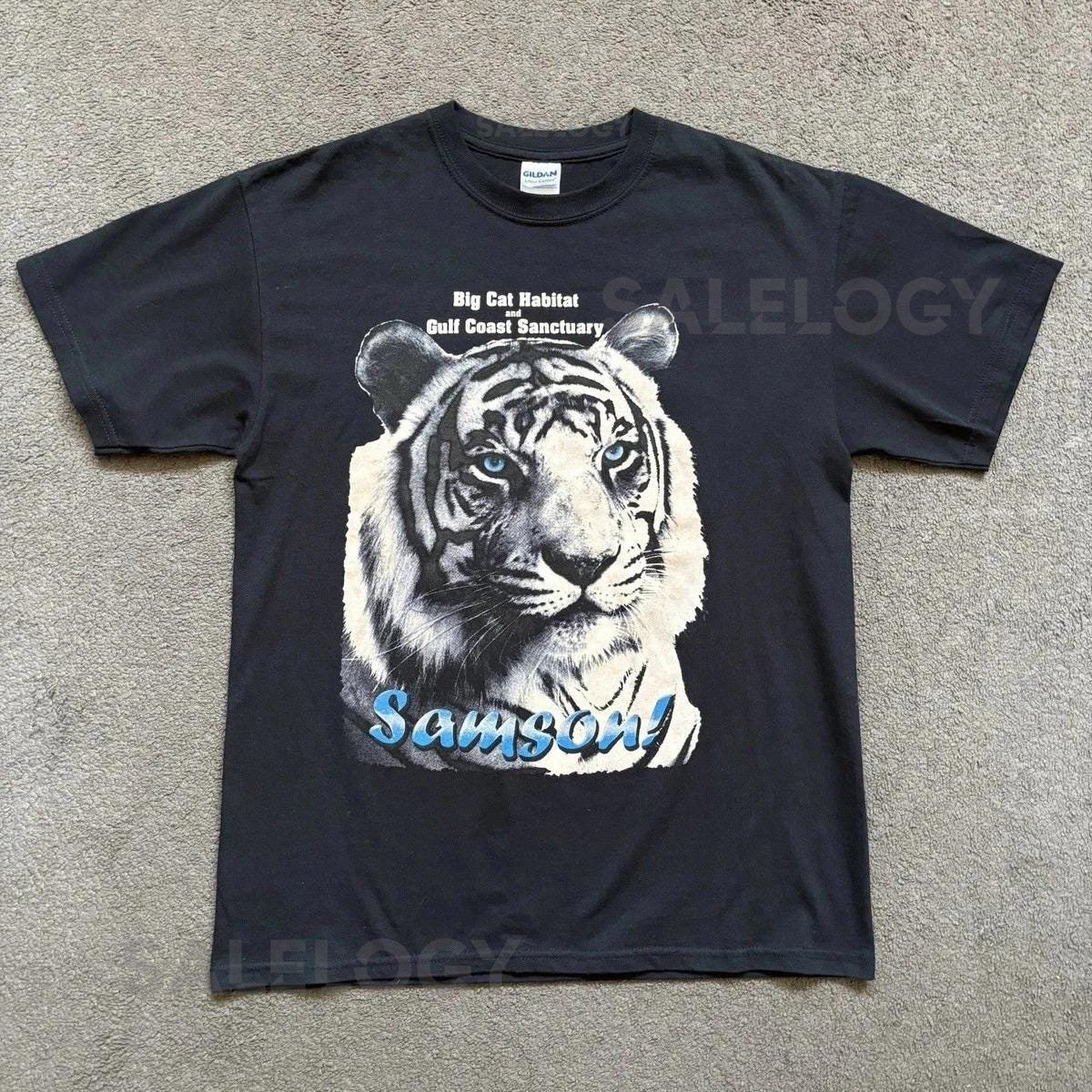 Vintage 00s White Tiger Big Print Double Sided T-Shirt_854