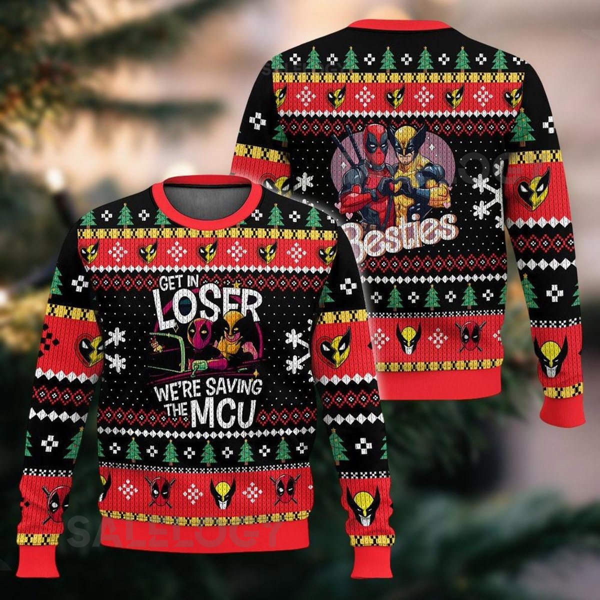 Deadpool Wolverine Ugly Sweater Besties Get in Loser Ugly Sweater Shirt Funny Superhero Christmas Sweater Marvel Xmas Party Sweater