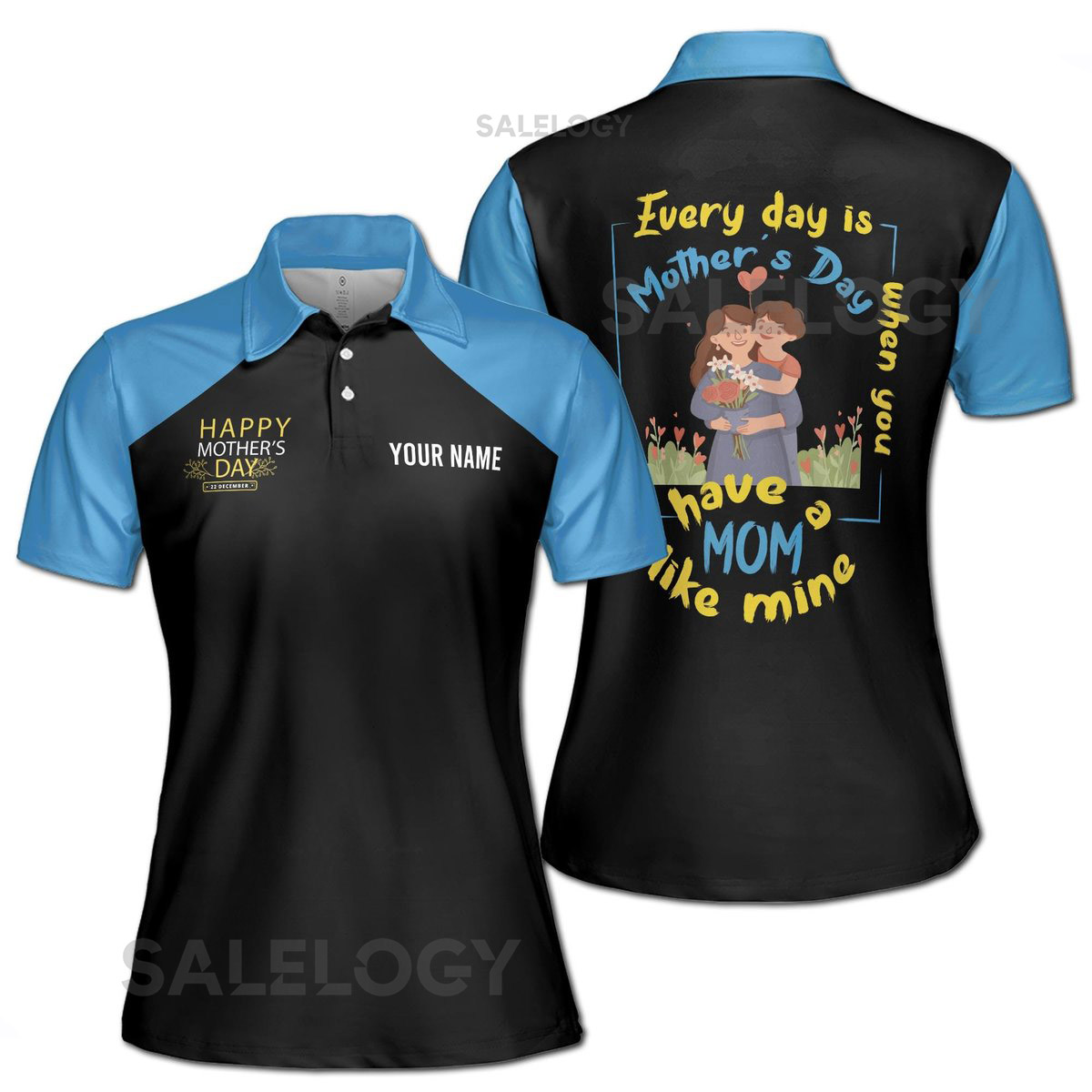 Customize Name Mom Quote Have a Mom Like Mine Black Blue Women39s Polo S-5XL_337