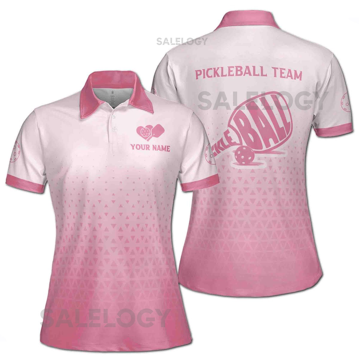 Customize Team Name Pickleball Paddle Light Pink Women's Polo Shirt S-5XL_395