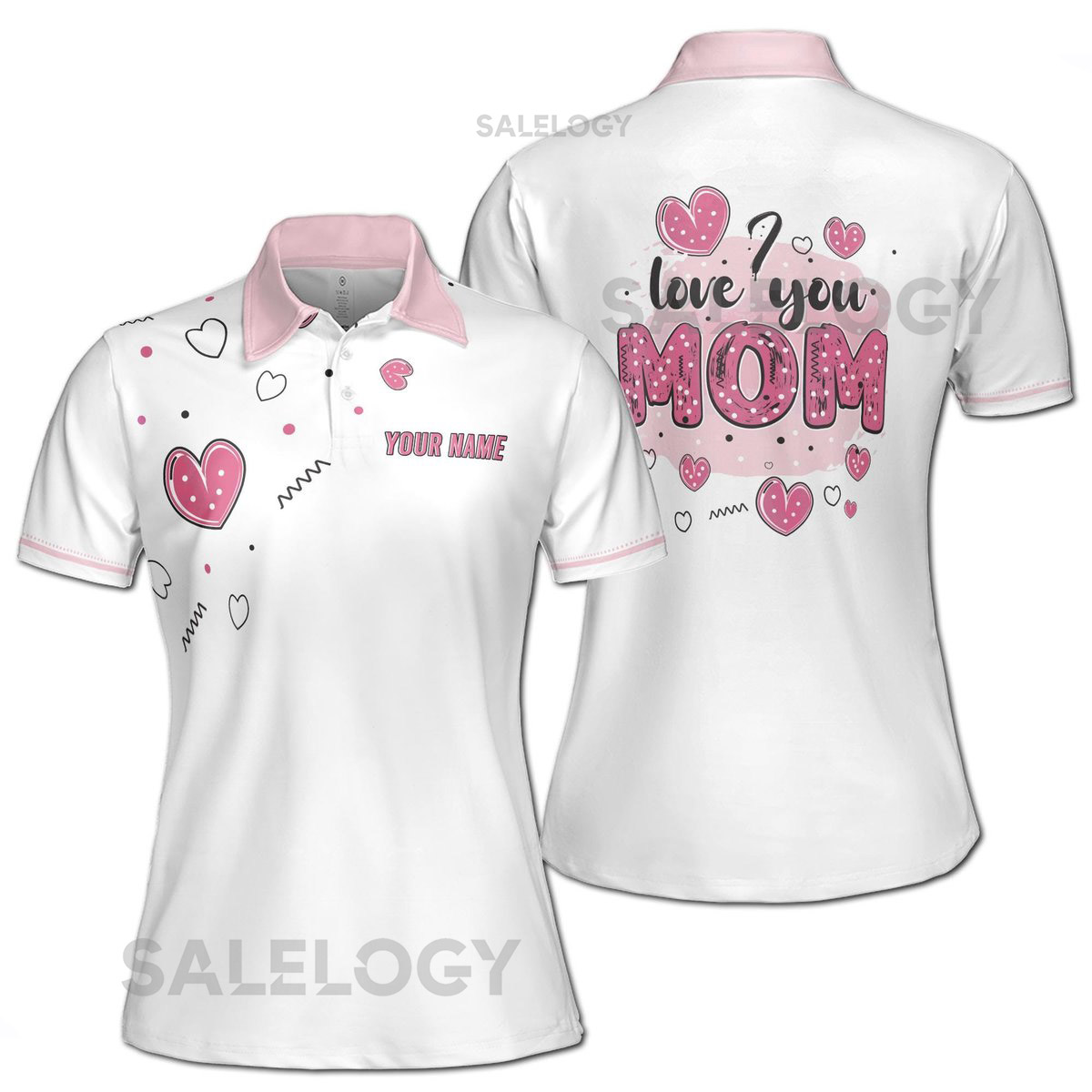 Custom 39Love You Mom39 Polo Shirt Women39s Athletic Wear_15