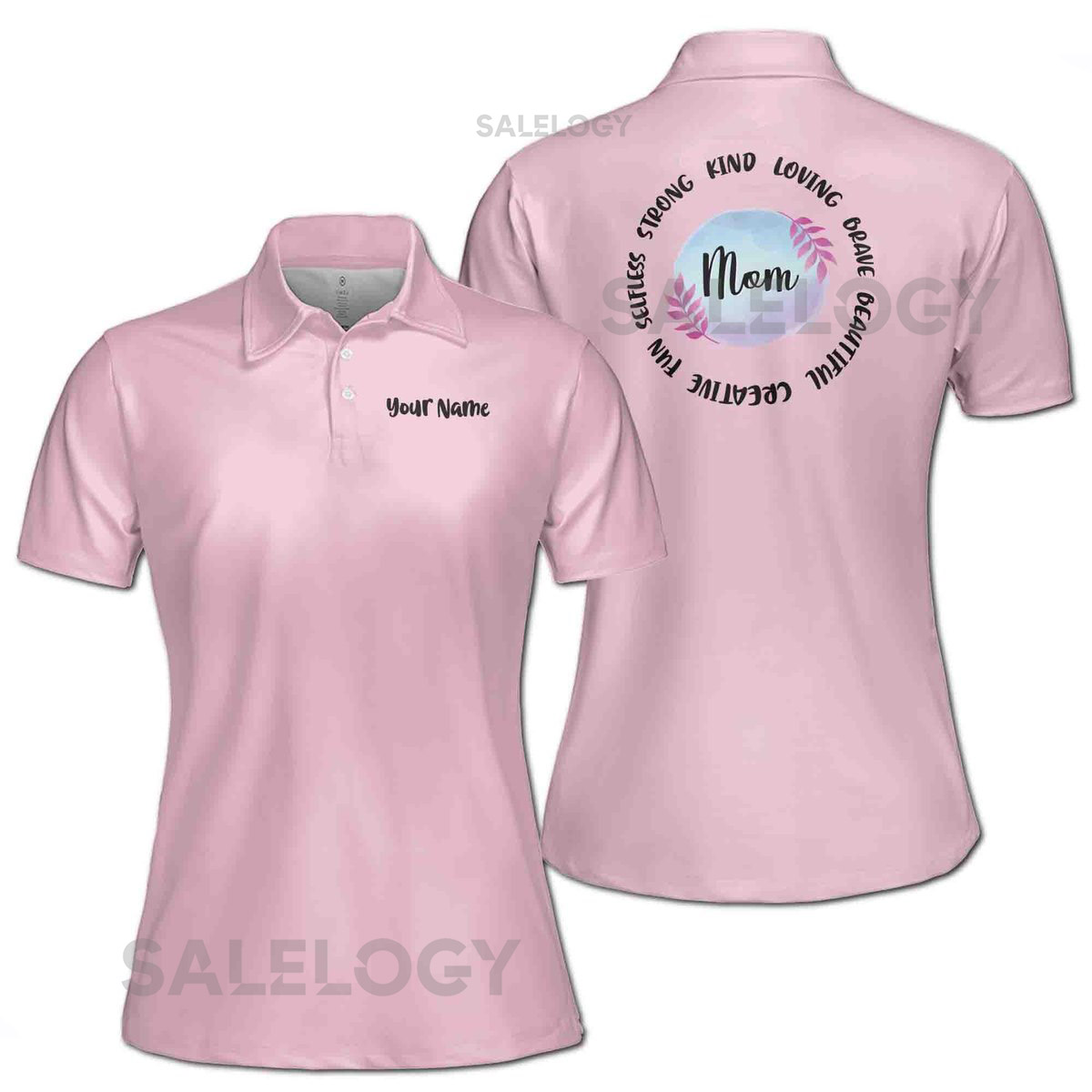 Custom Name Mom Quote Pink Polo Shirt - Women39s Activewear_133