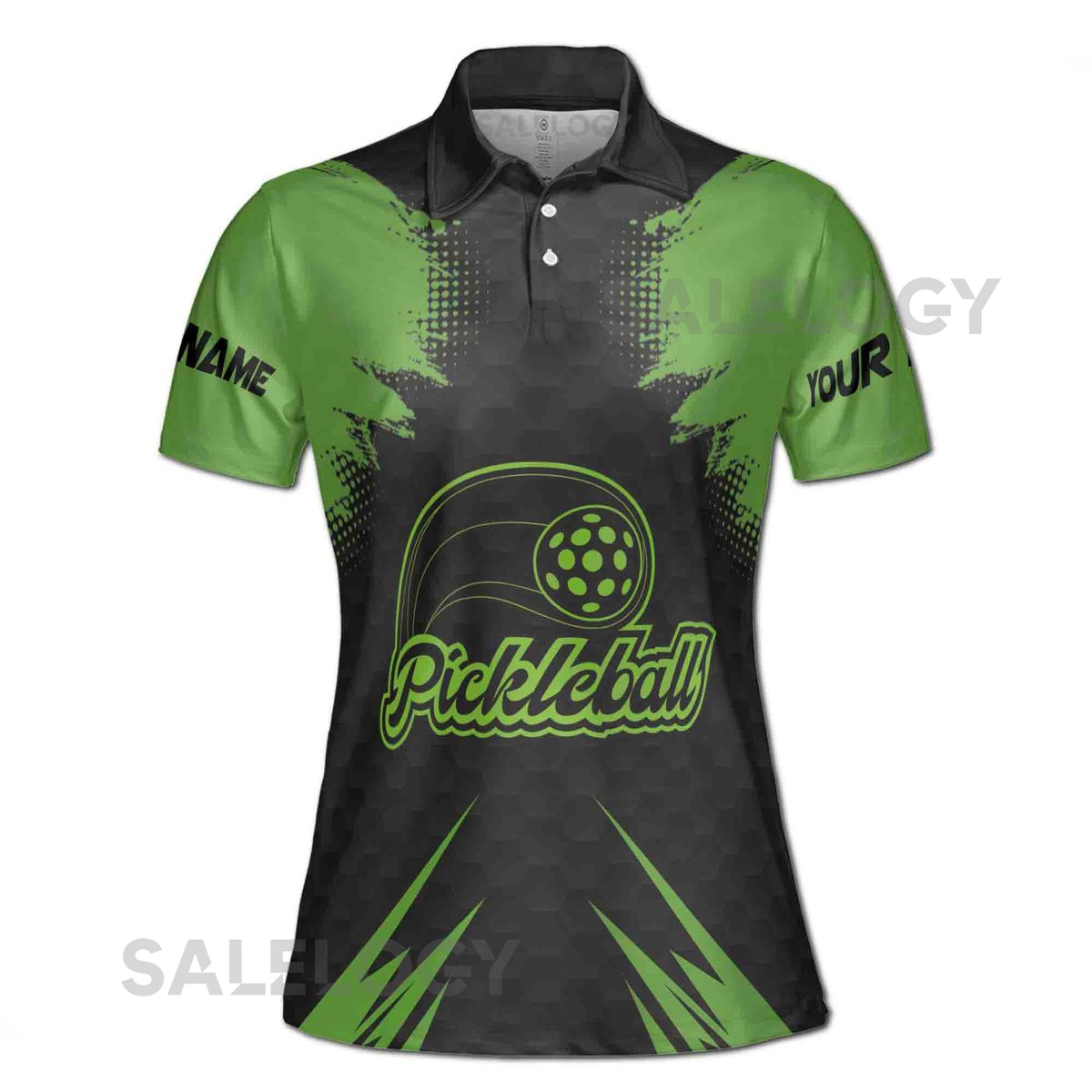 Customize Team Name Pickleball Paddle Paddle Black Green Women's Polo Shirt S-5XL_396