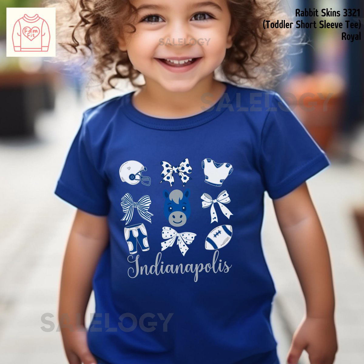 Indianapolis Colt Toddler Bow Long Sleeve Tee - Custom Short-Sleeve TShirt Personalized Coquette Shirts Famfi_450