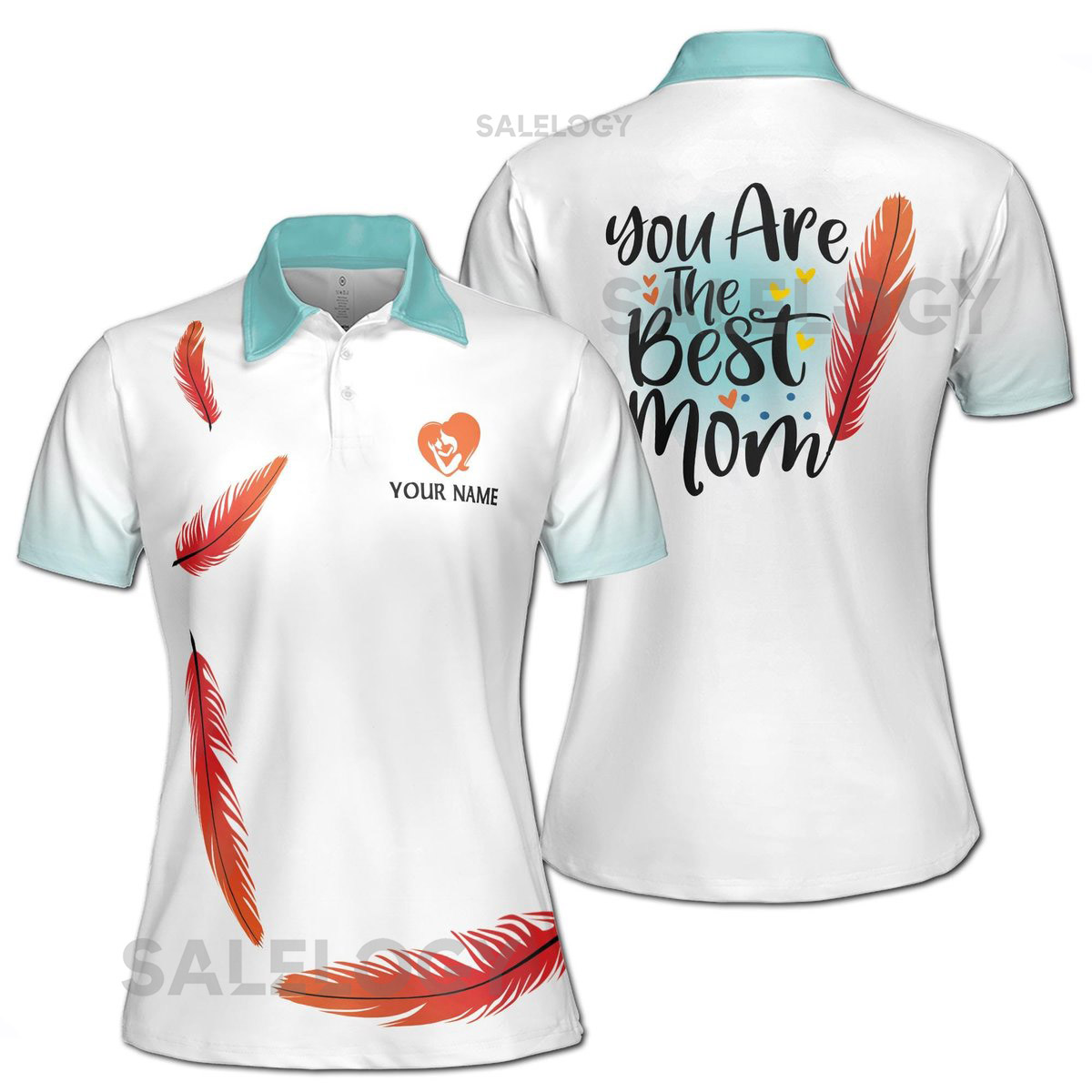 Personalized Mom Polo Shirt Baby Hearts Quote Mother's Day Gift_561