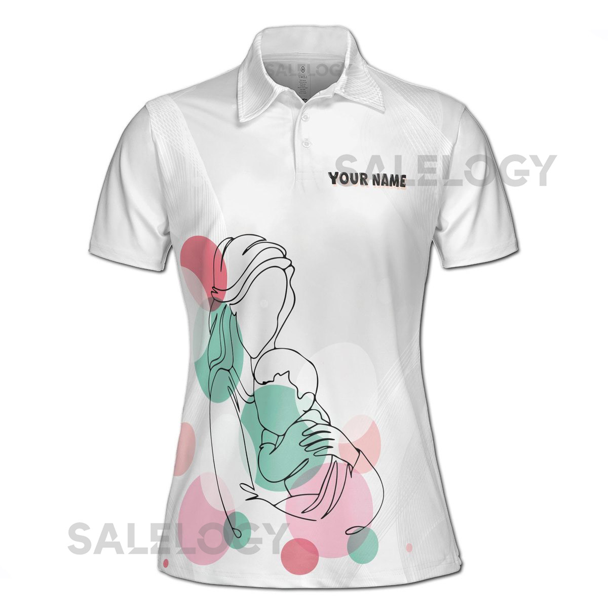 Customize Name Mom Baby Floral Pattern White Women39s Polo Shirt S-5XL_324