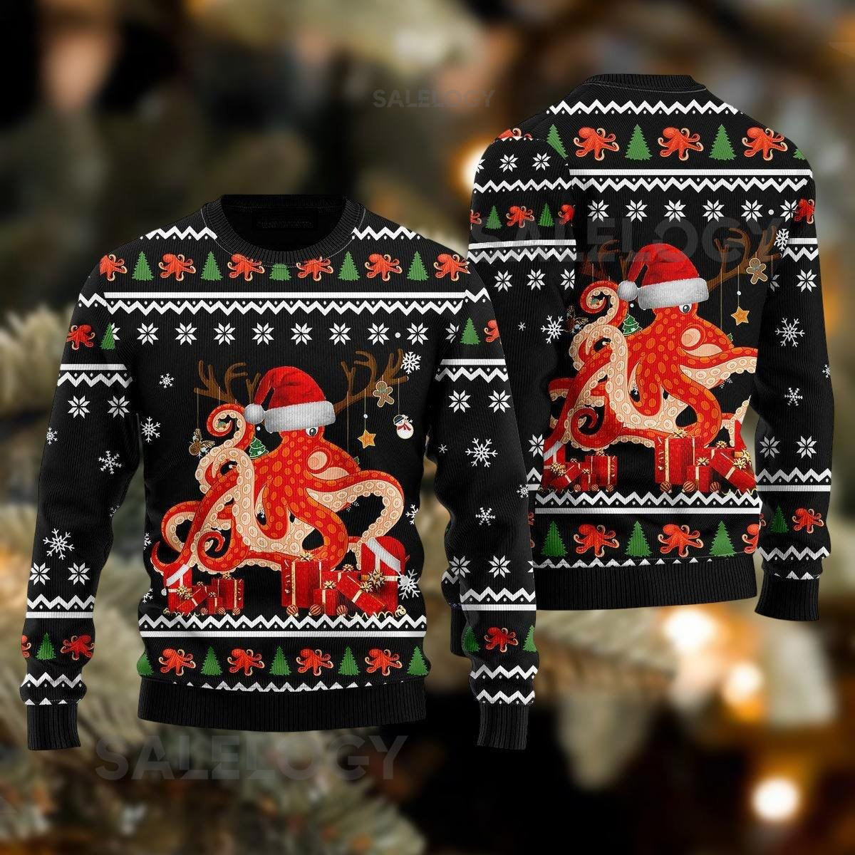 Christmas Octopus Ugly Sweater Merry Octomas Xmas Sweater Sea Animals Holiday Sweater Fun Octopus Sweatshirt Xmas s