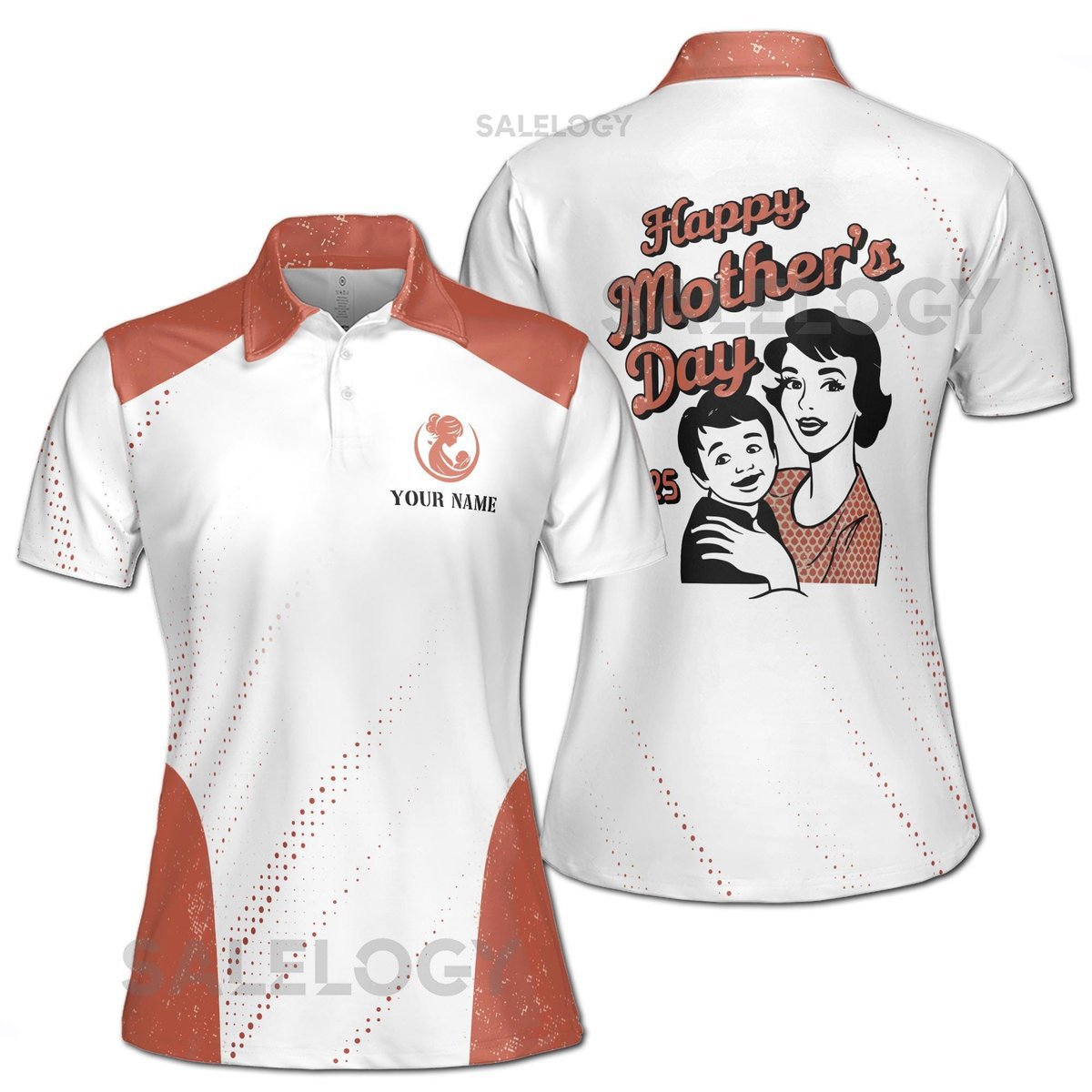 Customize Name Mom And Child Marternal Love White Women39s Polo Shirt S-5XL_322