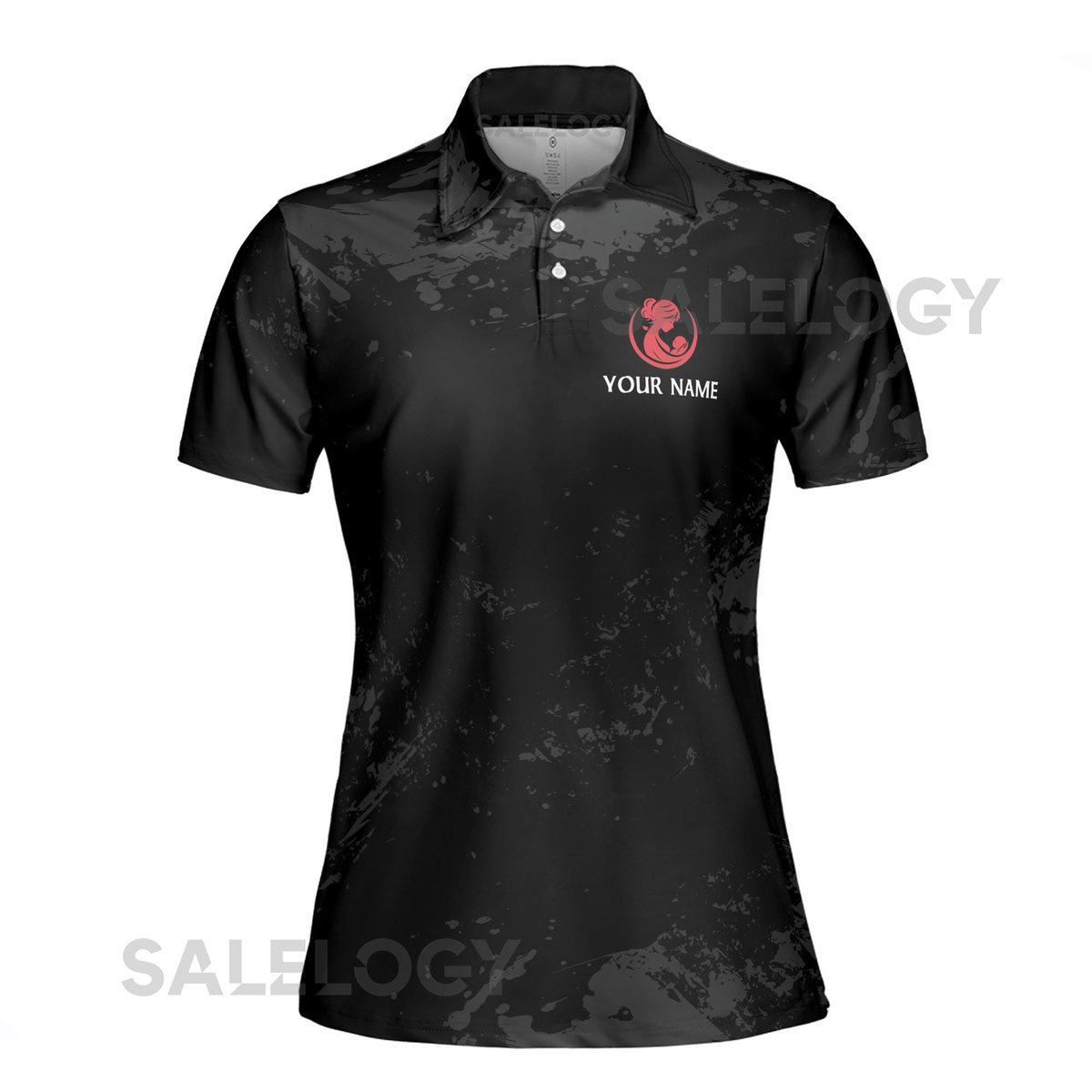 Customize Name Super Mom Super Wife Stars Vines Pattern Black Women39s Polo Shirt S-5XL_364