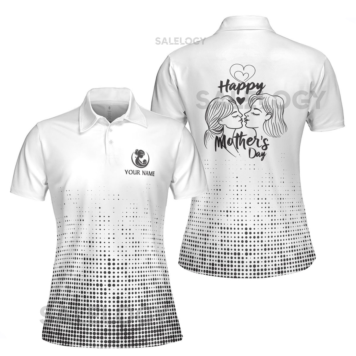 Customize Name Mother Daughter Baby Maternal Love White Women39s Polo Shirt S-5XL_346