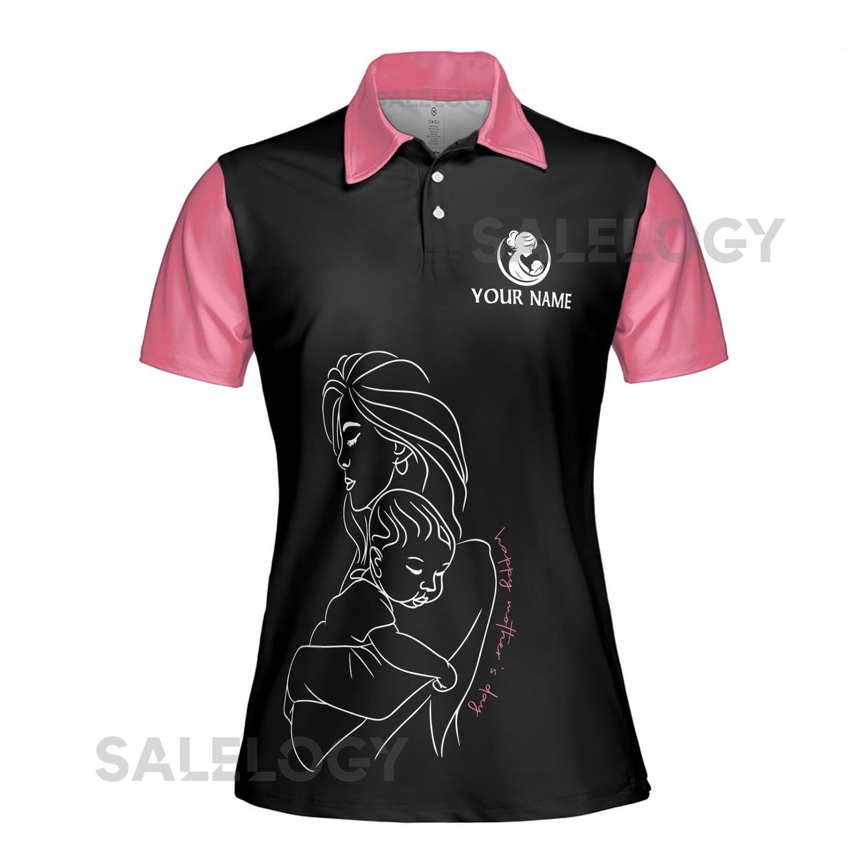 Customize Name You Are Everything Mom Floral Pattern Black Pink Women39s Polo Shirt S-5XL_374