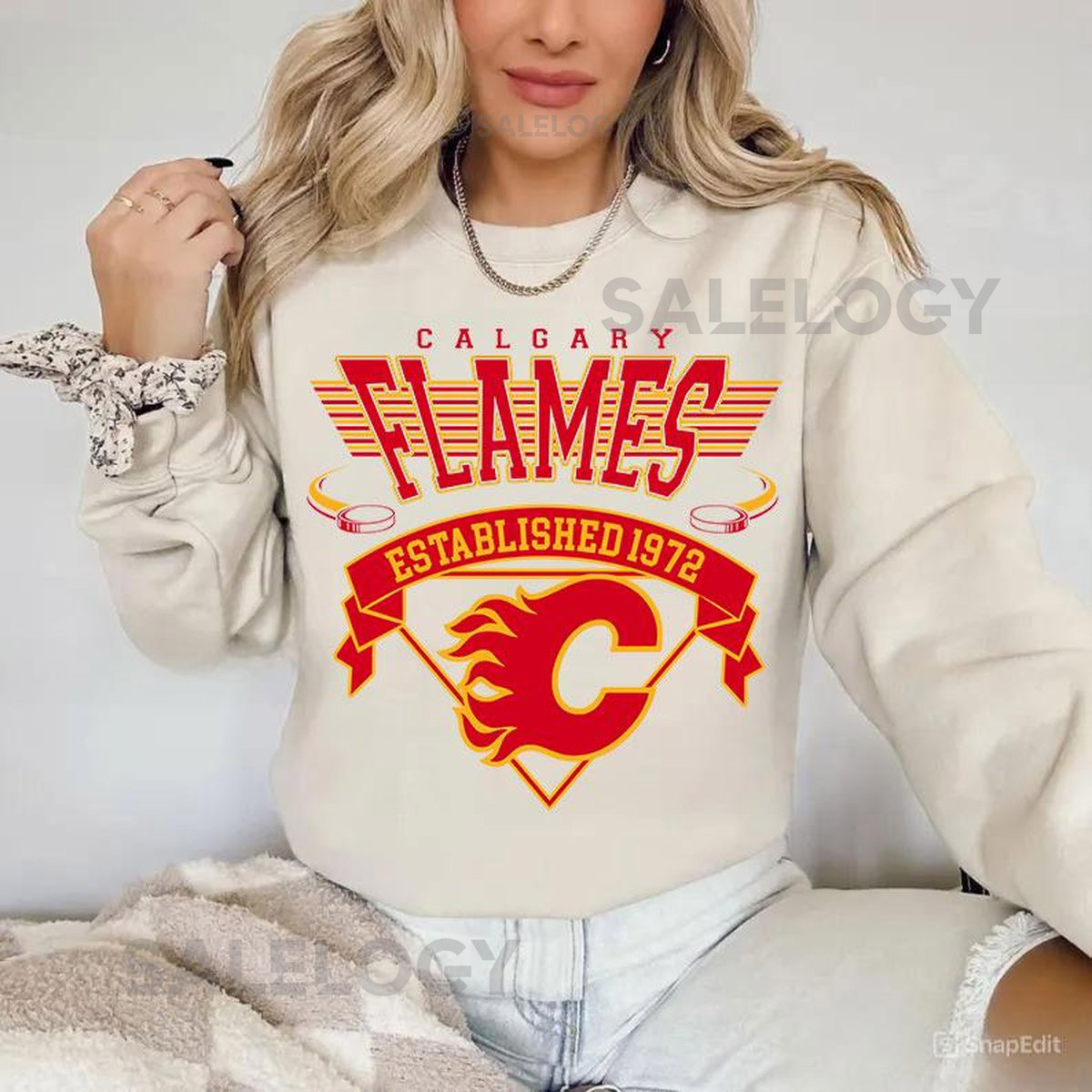Calgary Flames Sweatshirt Crewneck Vintage Flames shirt Calgary Hockey Fan shirt Hockey Tee Flames Sweatshirt_22