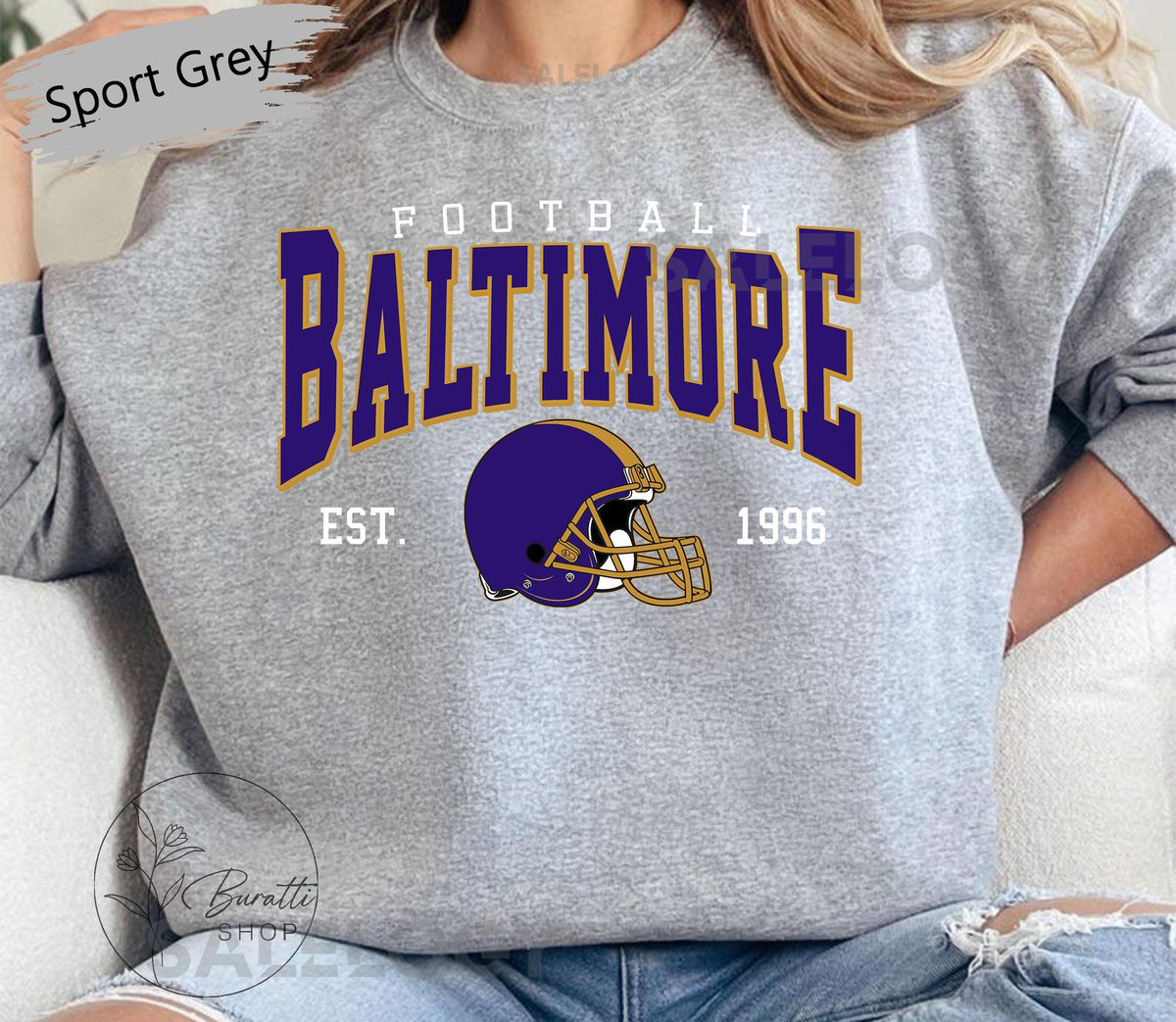 Vintage Baltimore Football Unisex Sweatshirt Baltimore Football Fan Shirt Sunday Football gift Mascot Game Day Tee Gift for Her_988
