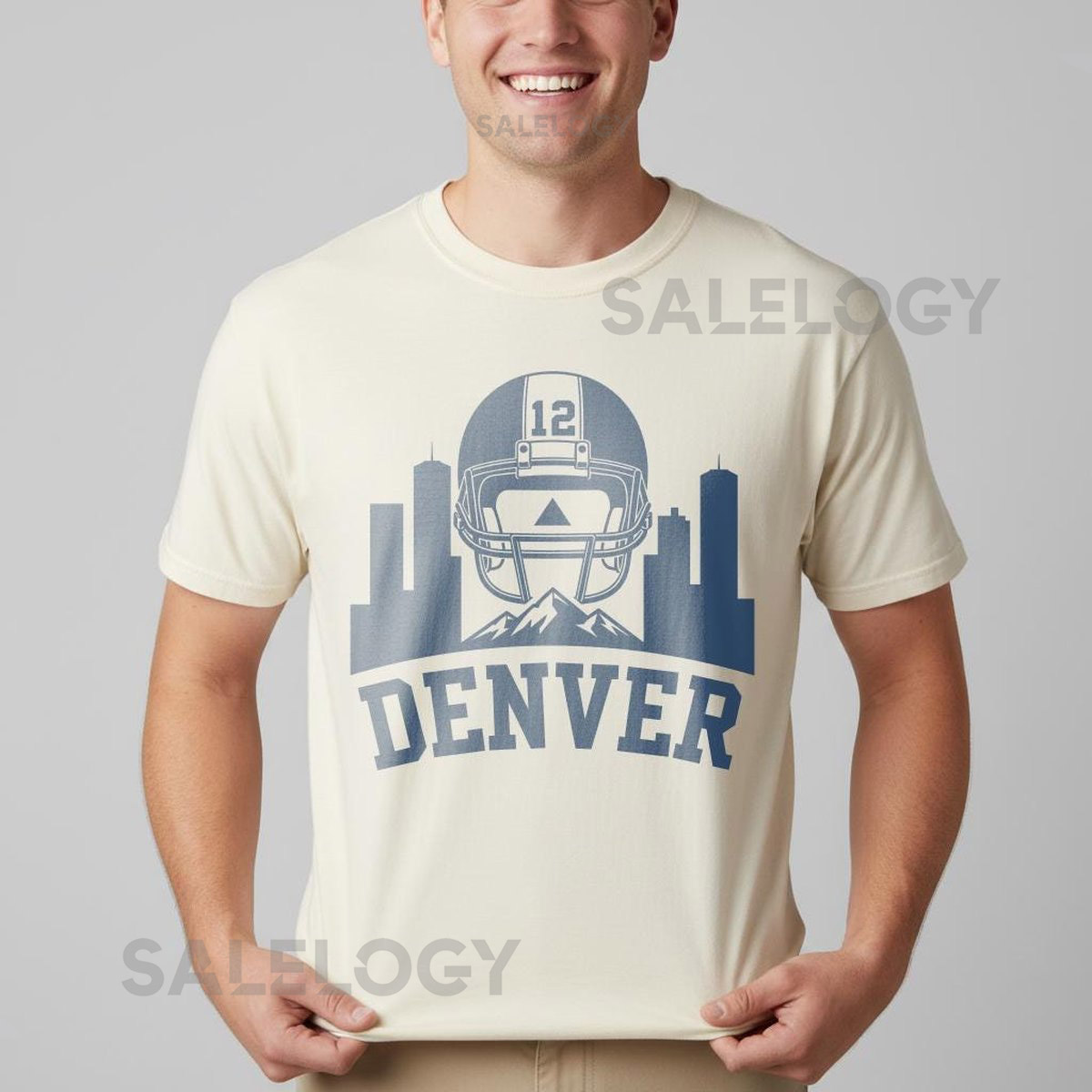Denver Football Helmet Tee City Skyline Mountain Graphic Comfort Colors Fan Shirt_344