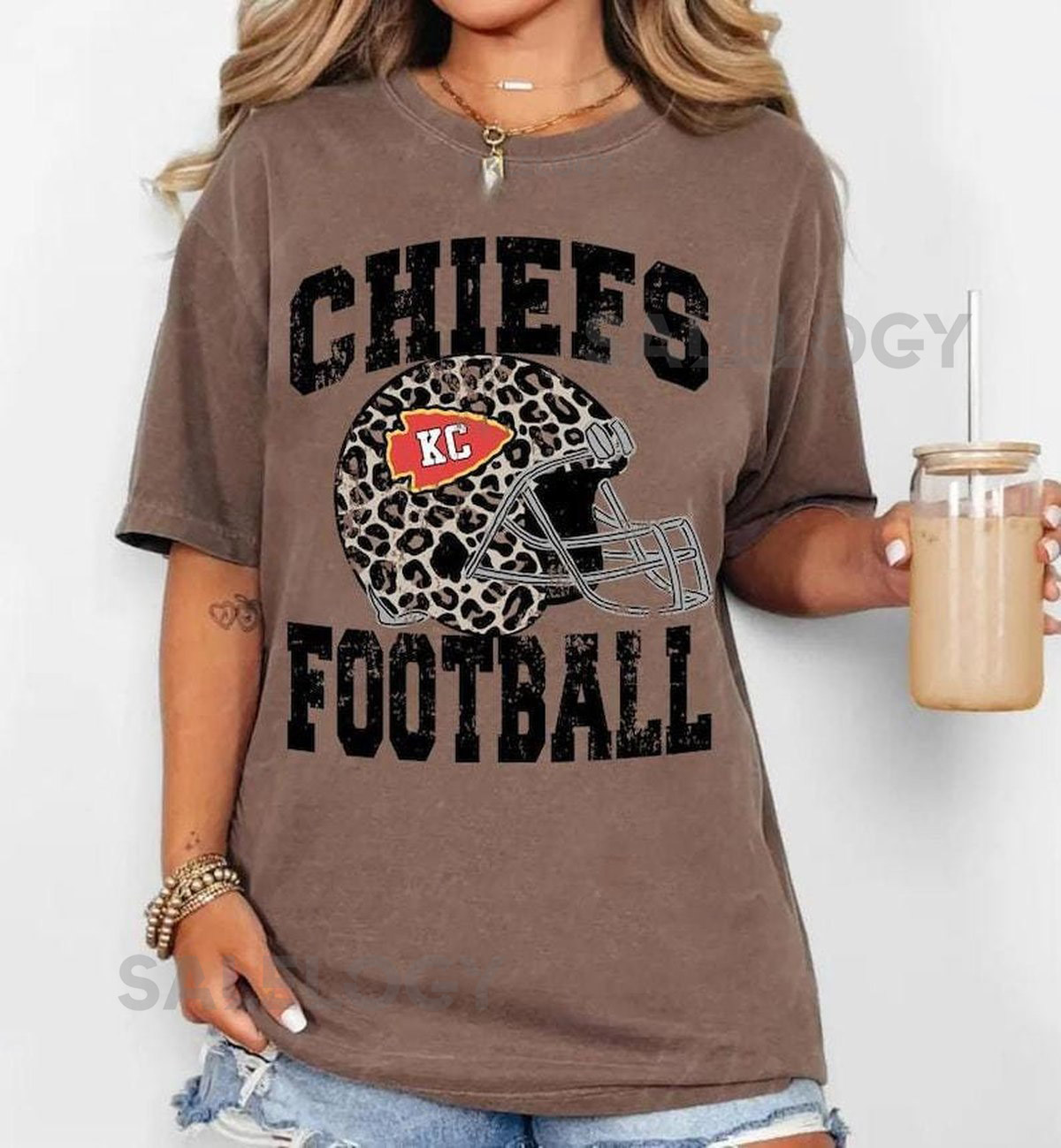 Kansas City Chiefs Comfort Colors Shirt Youth or Women's Unisex Fit Shirt Chiefs Football Shirt KC Chiefs Shirt Leopard Chiefs T-Shirt_256