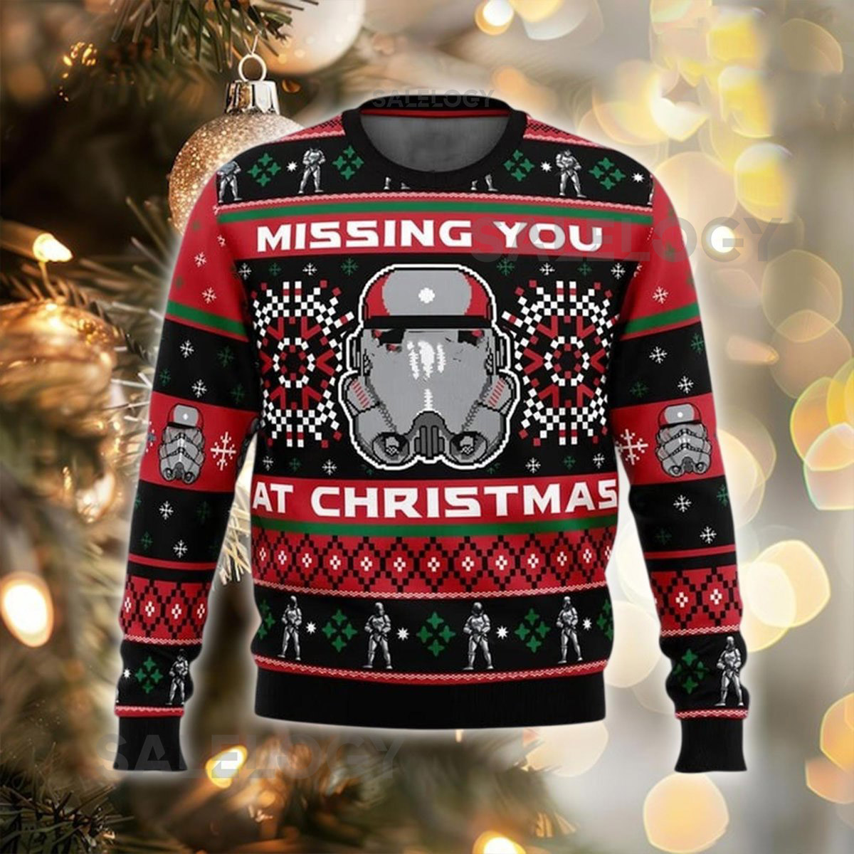 Missing You At Christmas Sweater Sci-Fi Trooper Ugly Christmas Jumper Holiday Sweatshirt Funny Xmas  For Him