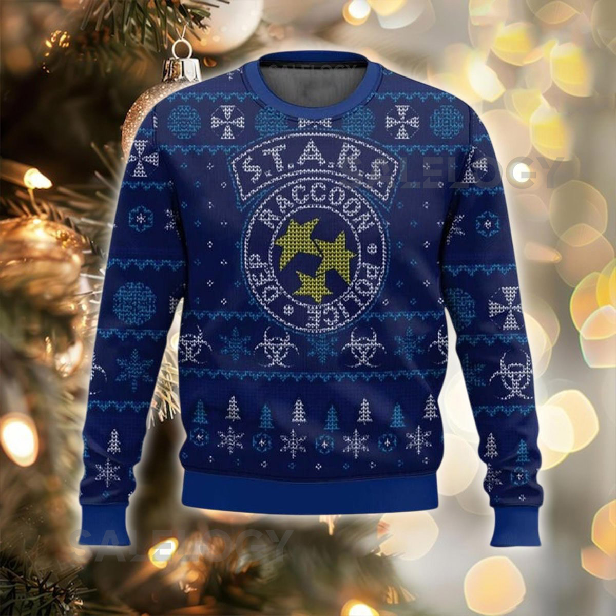 Police Game Ugly Christmas Sweater Survival Horror Xmas Jumper Tactical Unit Holiday Sweatshirt  For Gamer