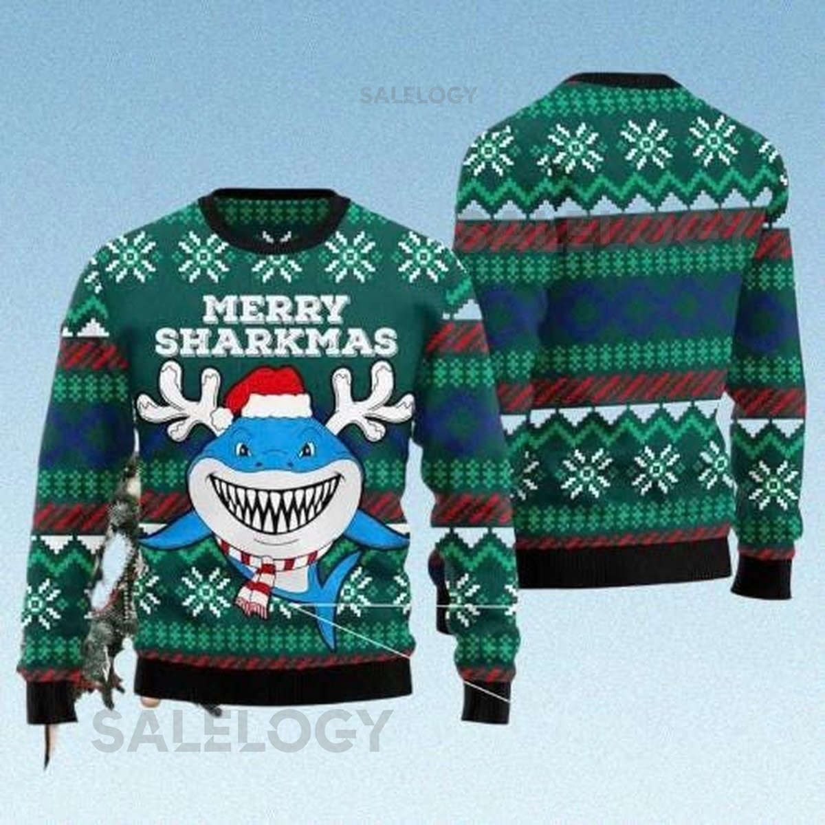 Merry Sharkmas Ugly Christmas Sweater Funny Shark Reindeer Holiday Jumper Ocean Lover Xmas Sweatshirt Cute Sea Animal  2025