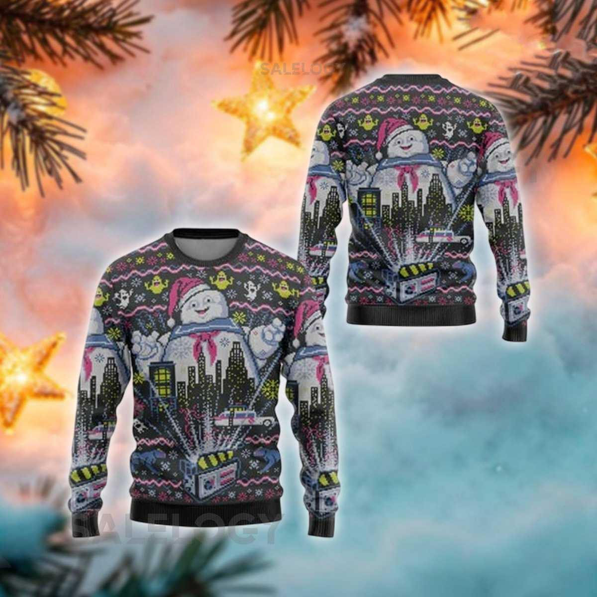 Giant Marshmallow Man Ugly Christmas Sweater Funny Monster Xmas Jumper Movie Parody Holiday Sweatshirt For Fan