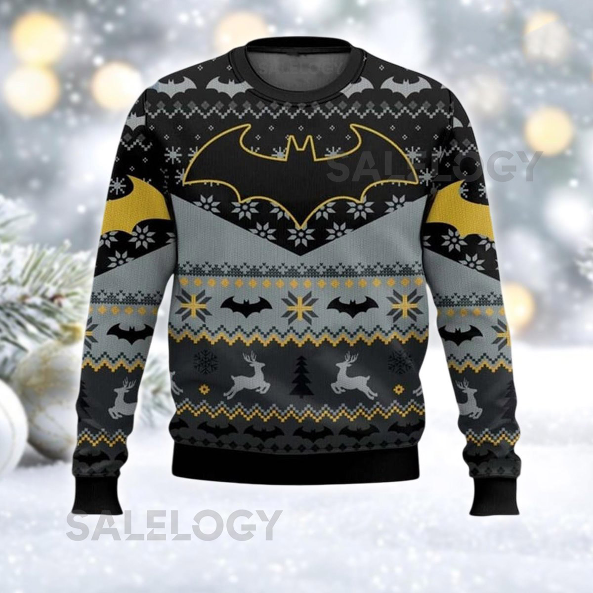 Dark Knight Logo Ugly Christmas Sweater Gotham Hero Xmas Jumper Comic Book Holiday Sweatshirt Gift For Fan