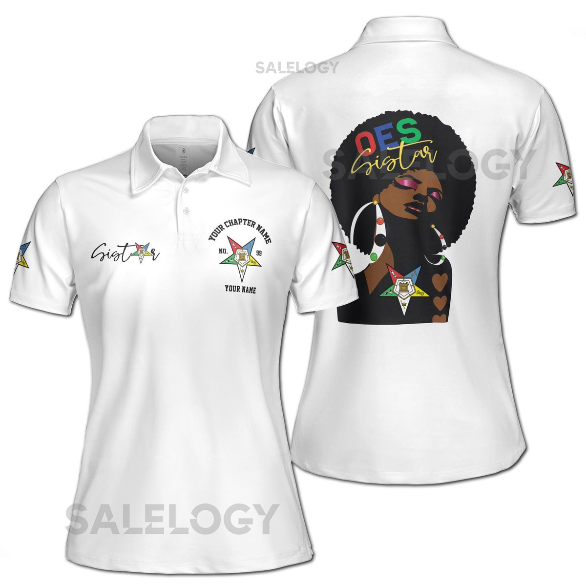 Customize Name OES Pentagon Down Sistar Woman Earrings White Women39s Polo Shirt S-5XL_352