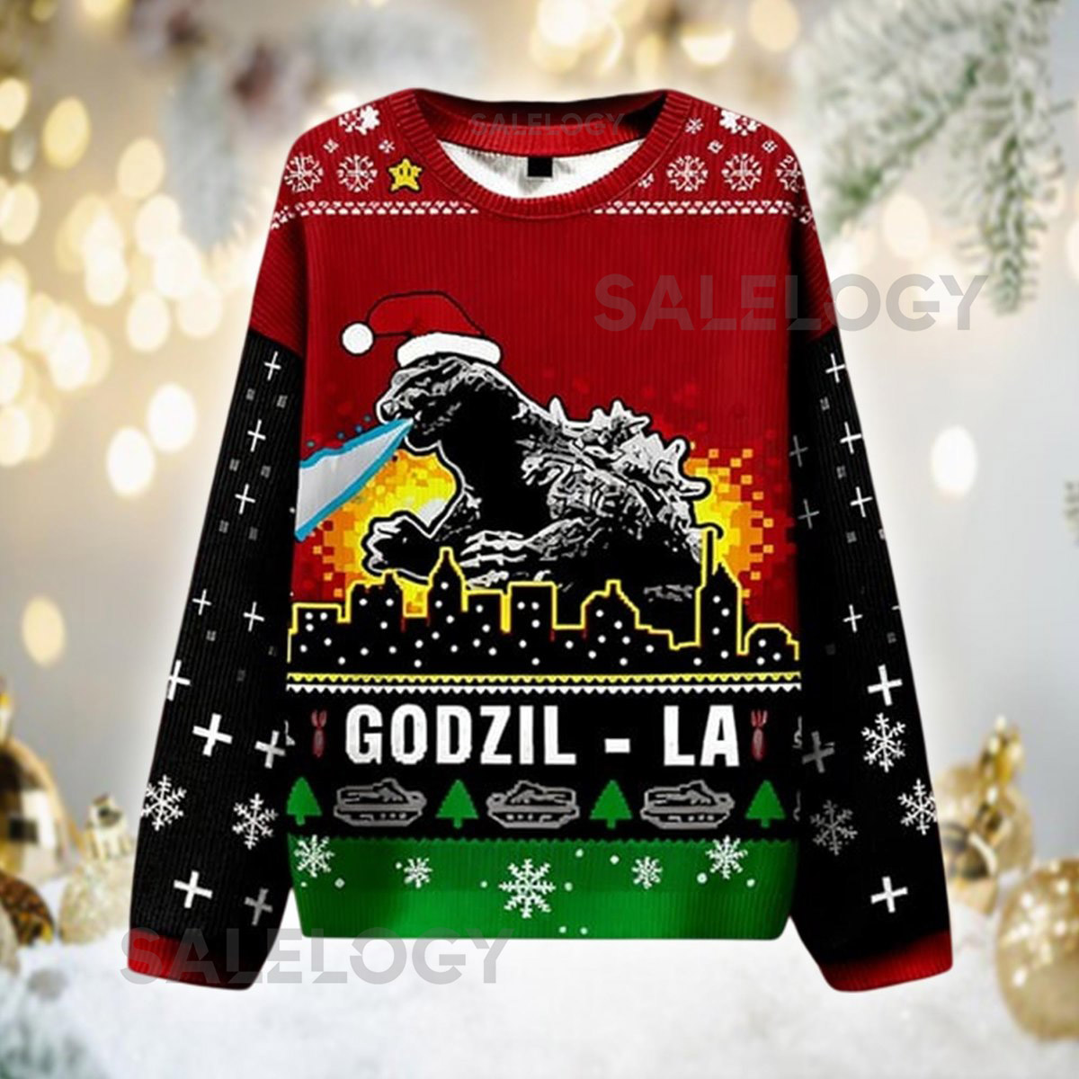 Kaiju Christmas Ugly Sweater Monster Holiday Sweatshirt King of Monsters Xmas  Idea for Film Fans Movie Crewneck