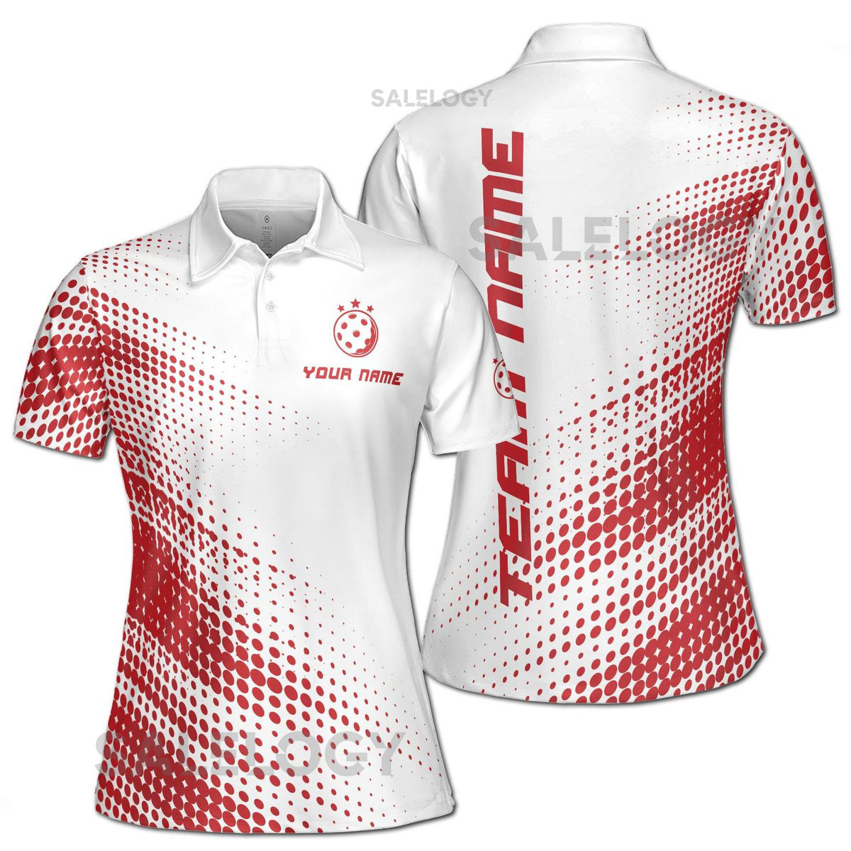 Customize Name Pickleball Stars Dots Pattern Women39s Polo Shirt S-5XL_361