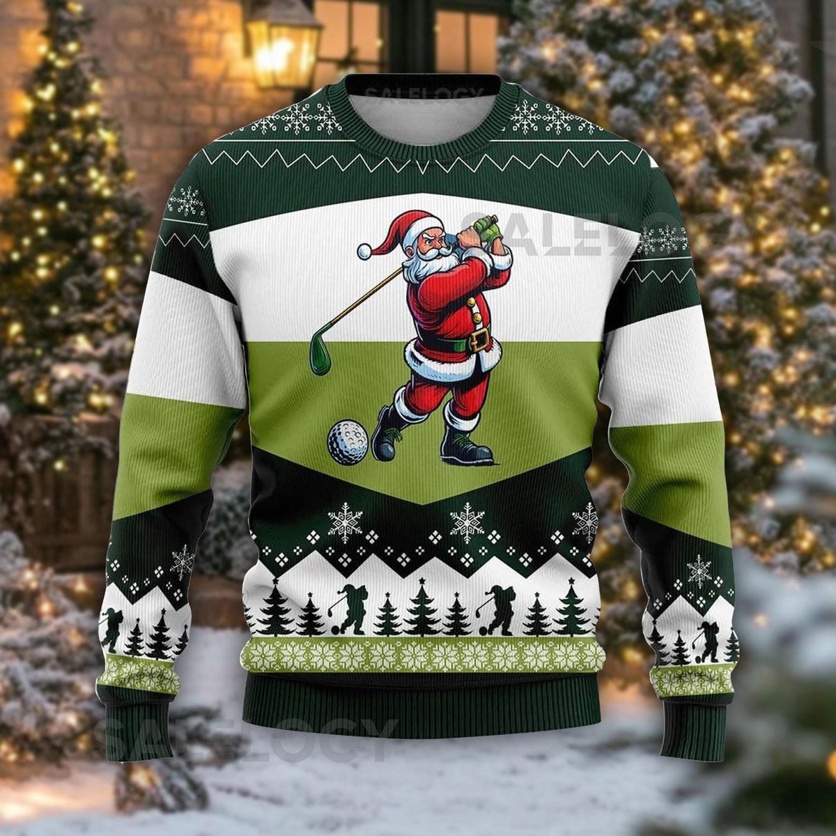Golfing Santa Ugly Christmas Sweater Funny Golf Lover Xmas Holiday Golfer Sweatshirt Golfer