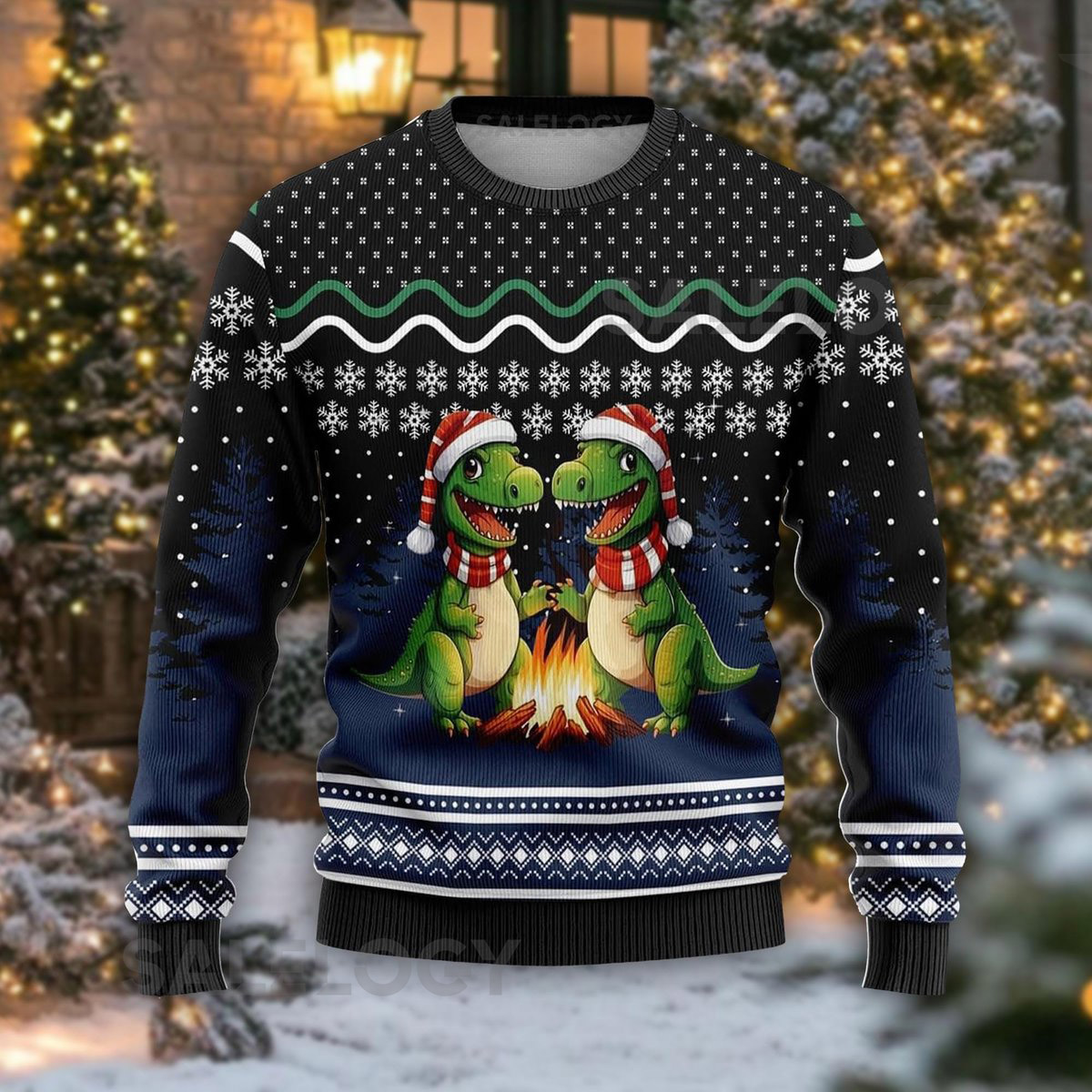 Dinosaur Christmas Sweater Cute T-Rex Ugly Xmas Sweatshirt Funny Dino Holiday   for Mom Birthday  Idea